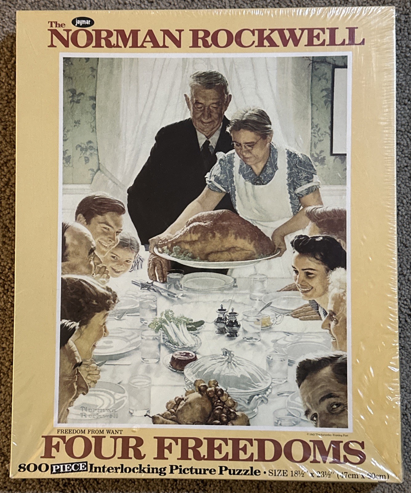 VTG Norman Rockwell Jaymar Puzzle FOUR FREEDOMS-FREEDOM FROM WANT 800 Pcs READ VTG Norman Rockwell Jaymar Puzzle FOUR FREEDOMS-FREEDOM FROM WANT 800 Pcs READ