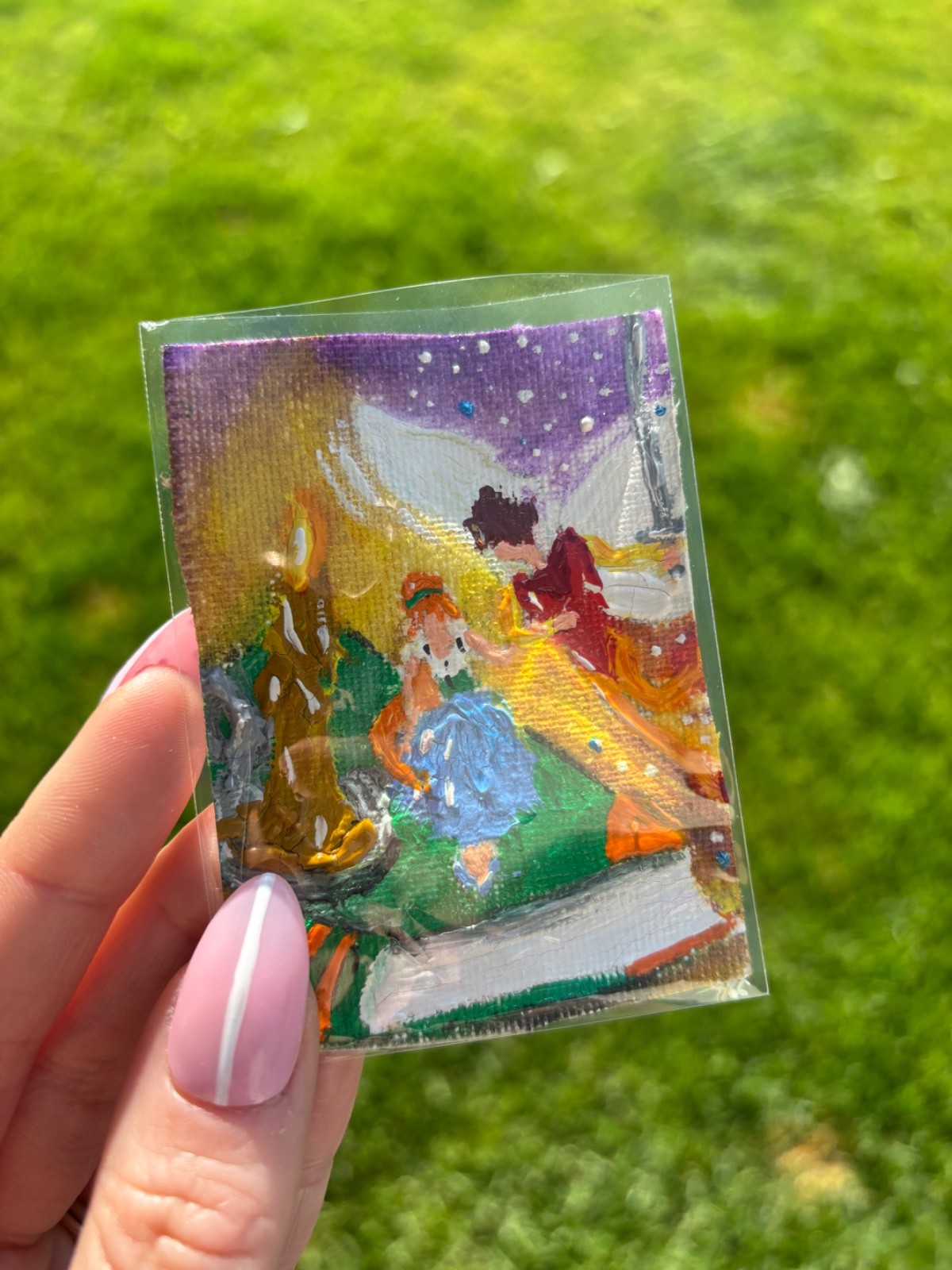 ACEO Origonal Painting - Thumbelina - Fairies - 2.5x3.5 