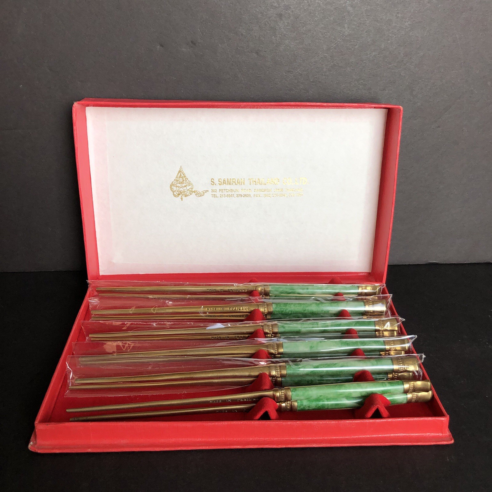 Vintage 6 Pairs Chopsticks Brass 8 inch Made in Thailand NIB Vintage 6 Pairs Chopsticks Brass 8 inch Made in Thailand NIB