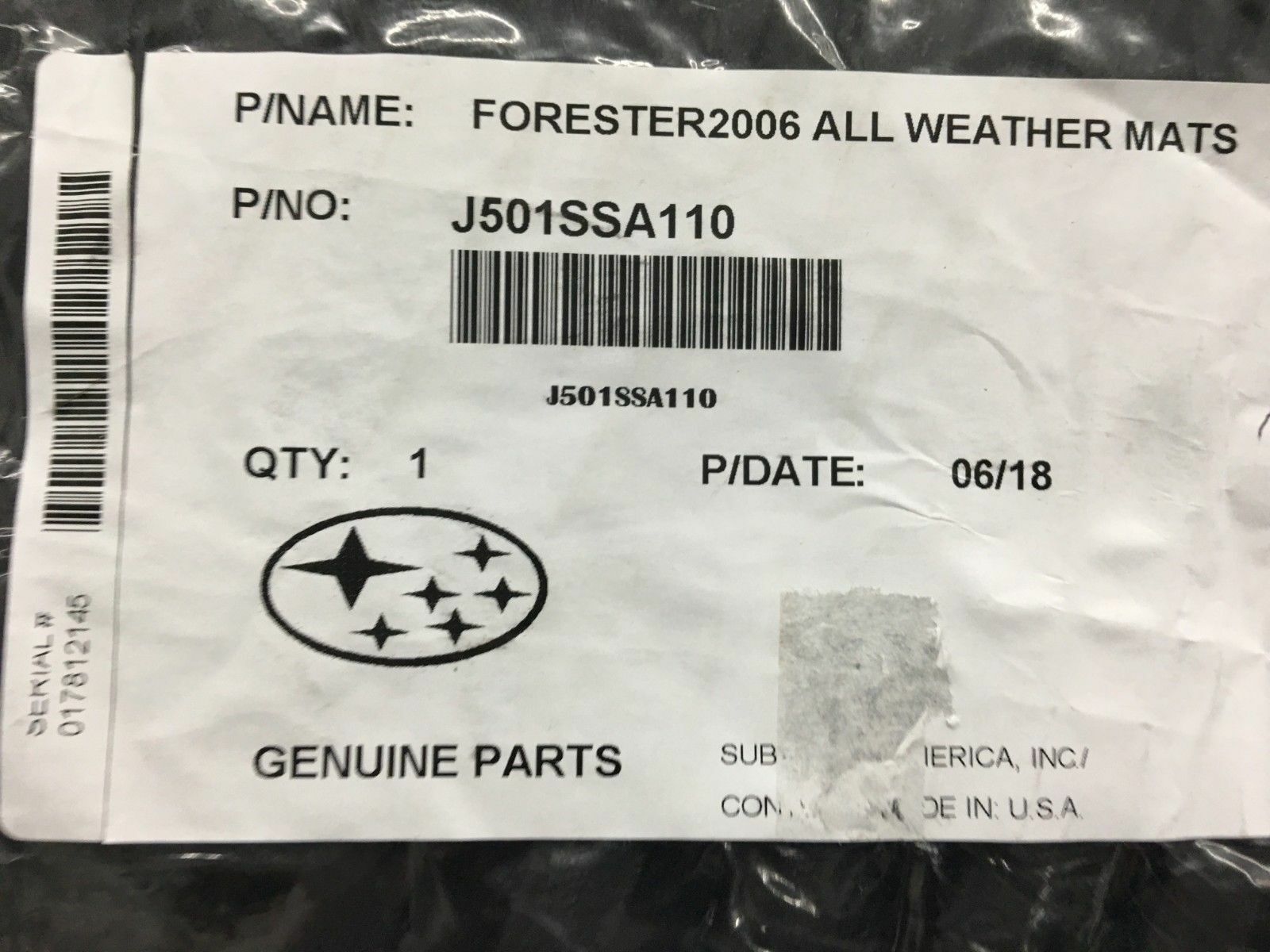 Genuine 2003 - 2008 Subaru Forester All weather Rubber floor mats Black OEM 4pcs
