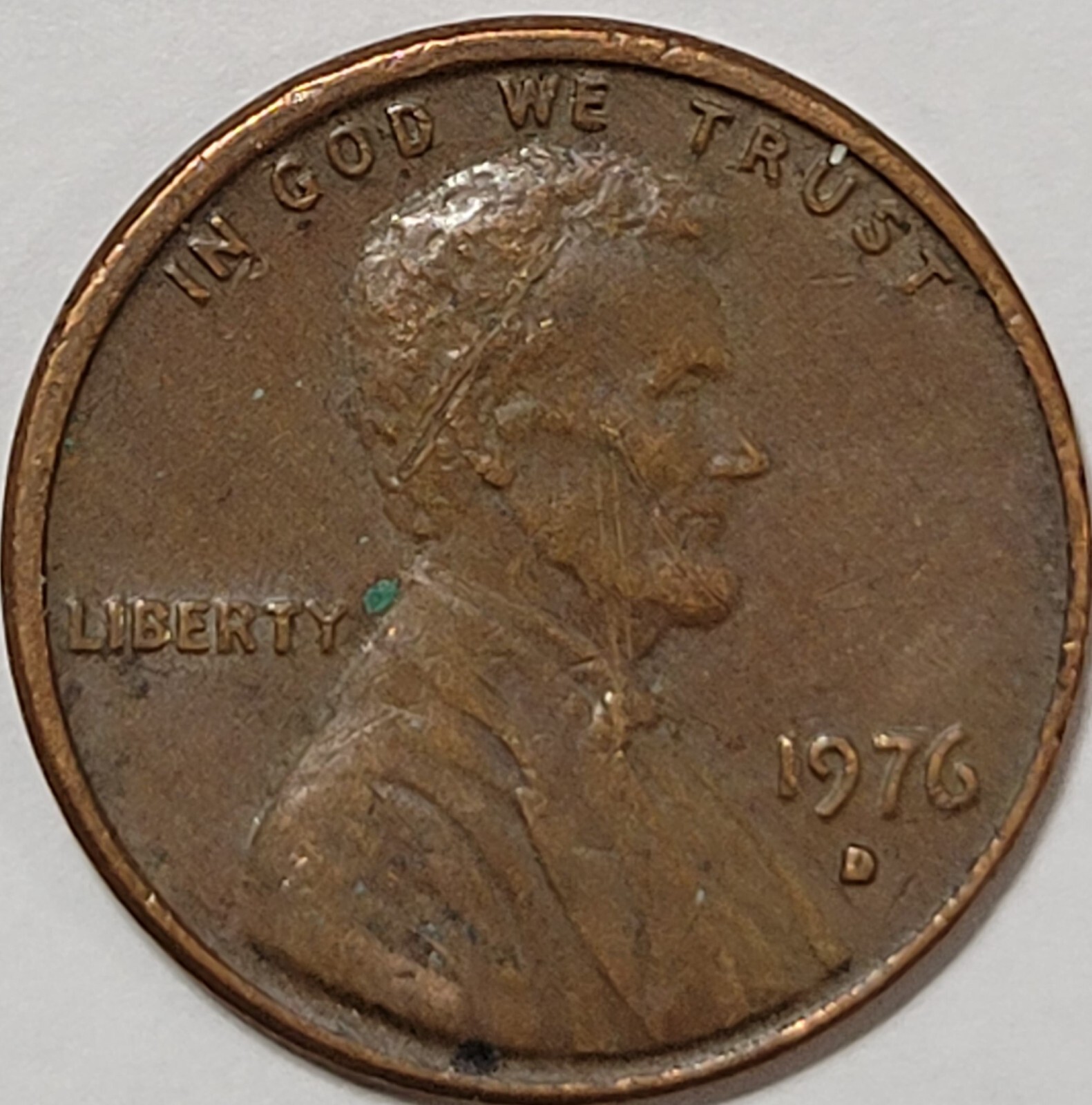 1976 D Lincoln Memorial Penny Cuts on Head and Face Strike Errors BN Rare