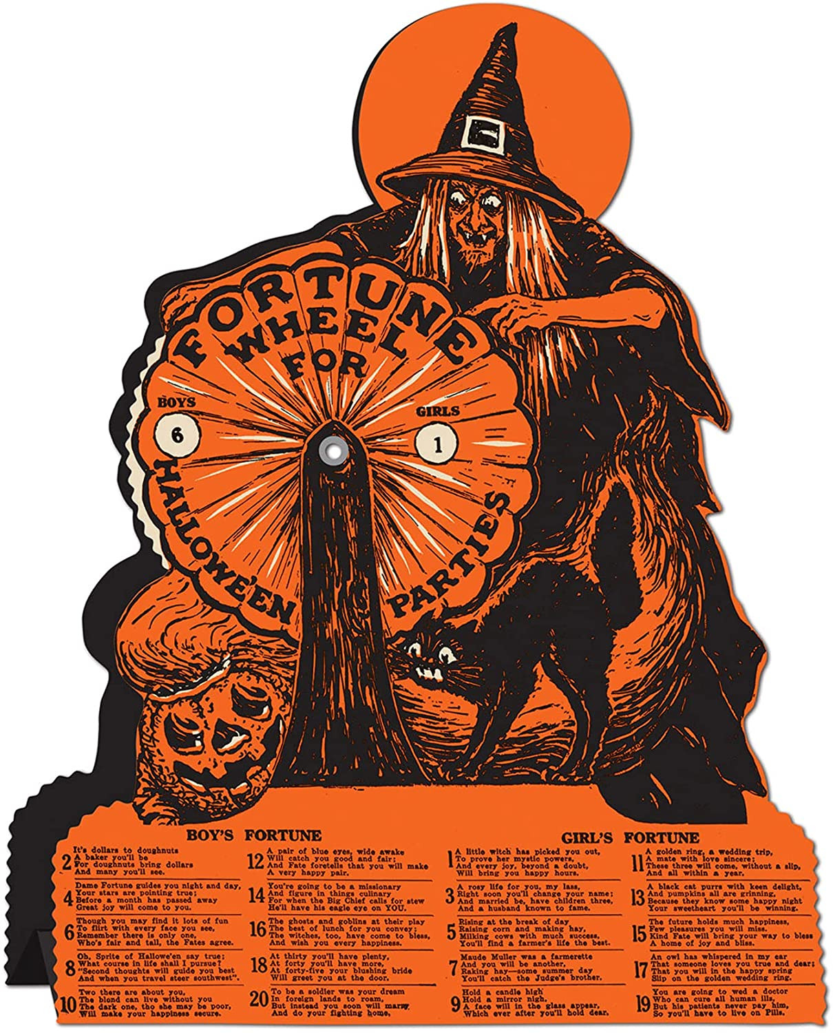 Vintage Halloween Witch Fortune Wheel Game Cardstock Decoration