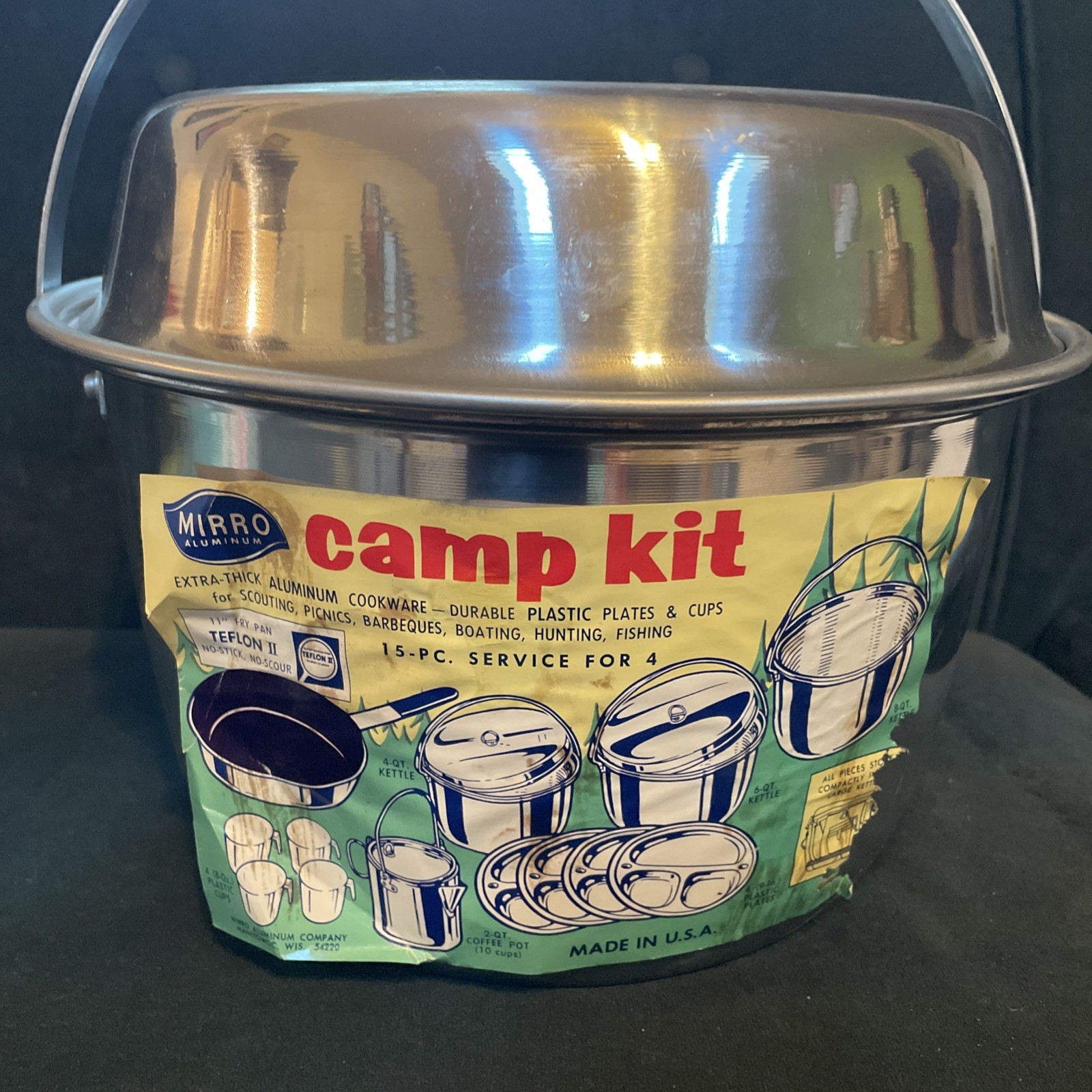 Vintage Mirro Aluminum Camp Kit 15 Piece Camping Cooking Set New Old Stock Vintage Mirro Aluminum Camp Kit 15 Piece Camping Cooking Set New Old Stock
