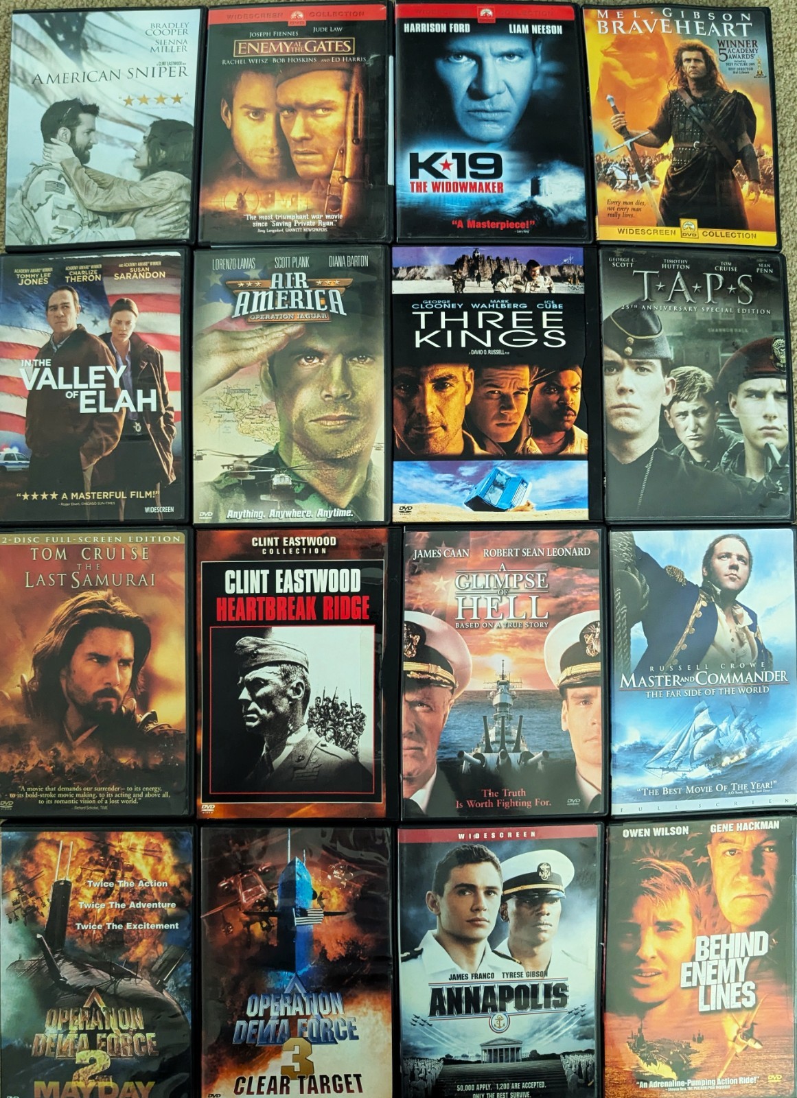 All Military & War Movies, Collection of 16 DVDs - Excellent condition All Military & War Movies, Collection of 16 DVDs - Excellent condition