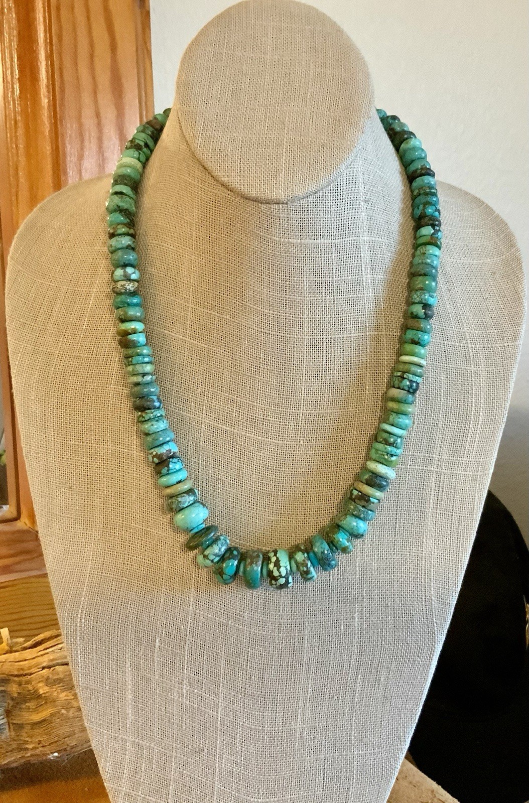 Turquoise “Hubei” Rondel Sterling Silver Silver Necklace