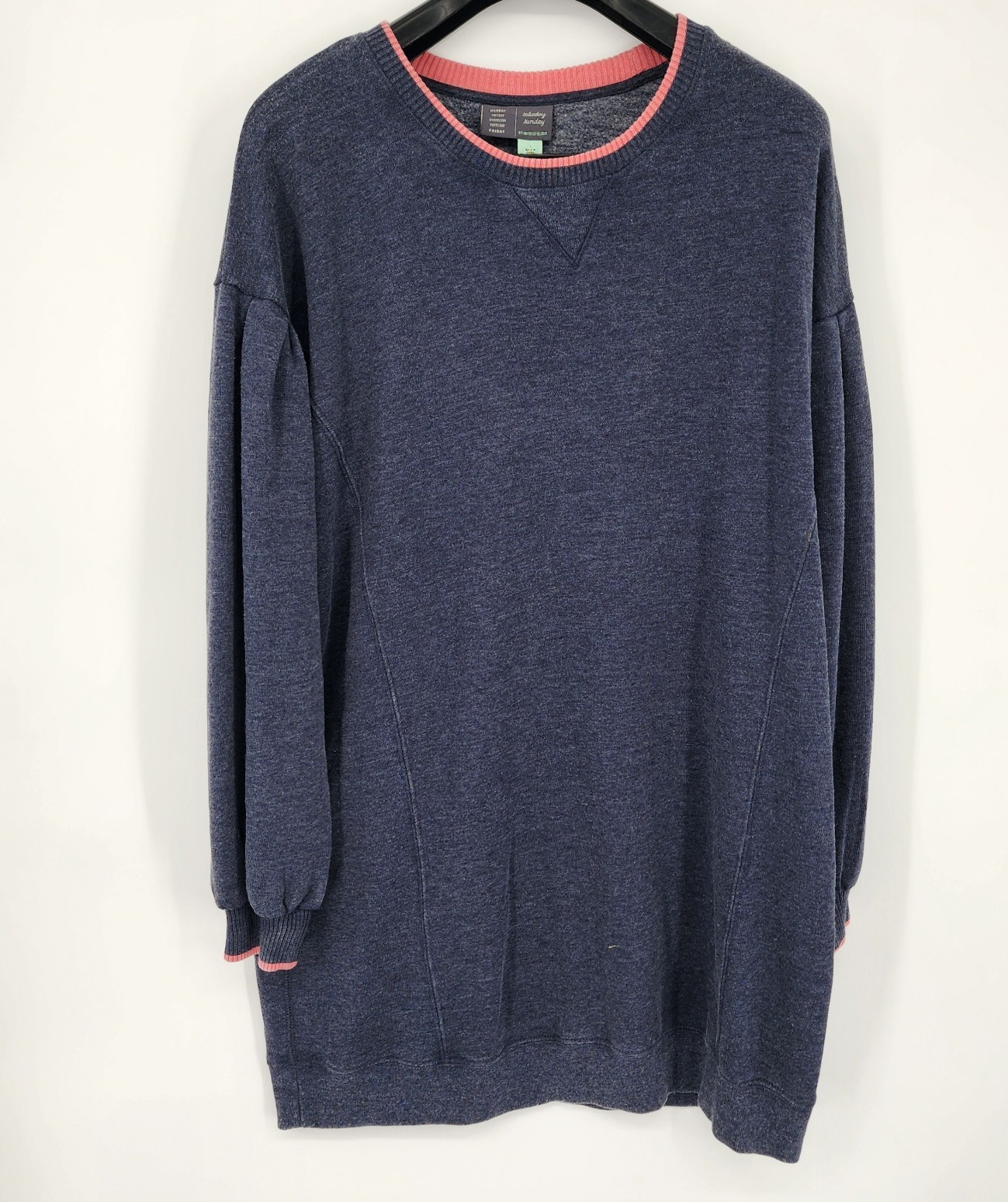 NEW Anthropologie Saturday Sunday Fleece Tunic Dress Size Large Navy Blue NWT