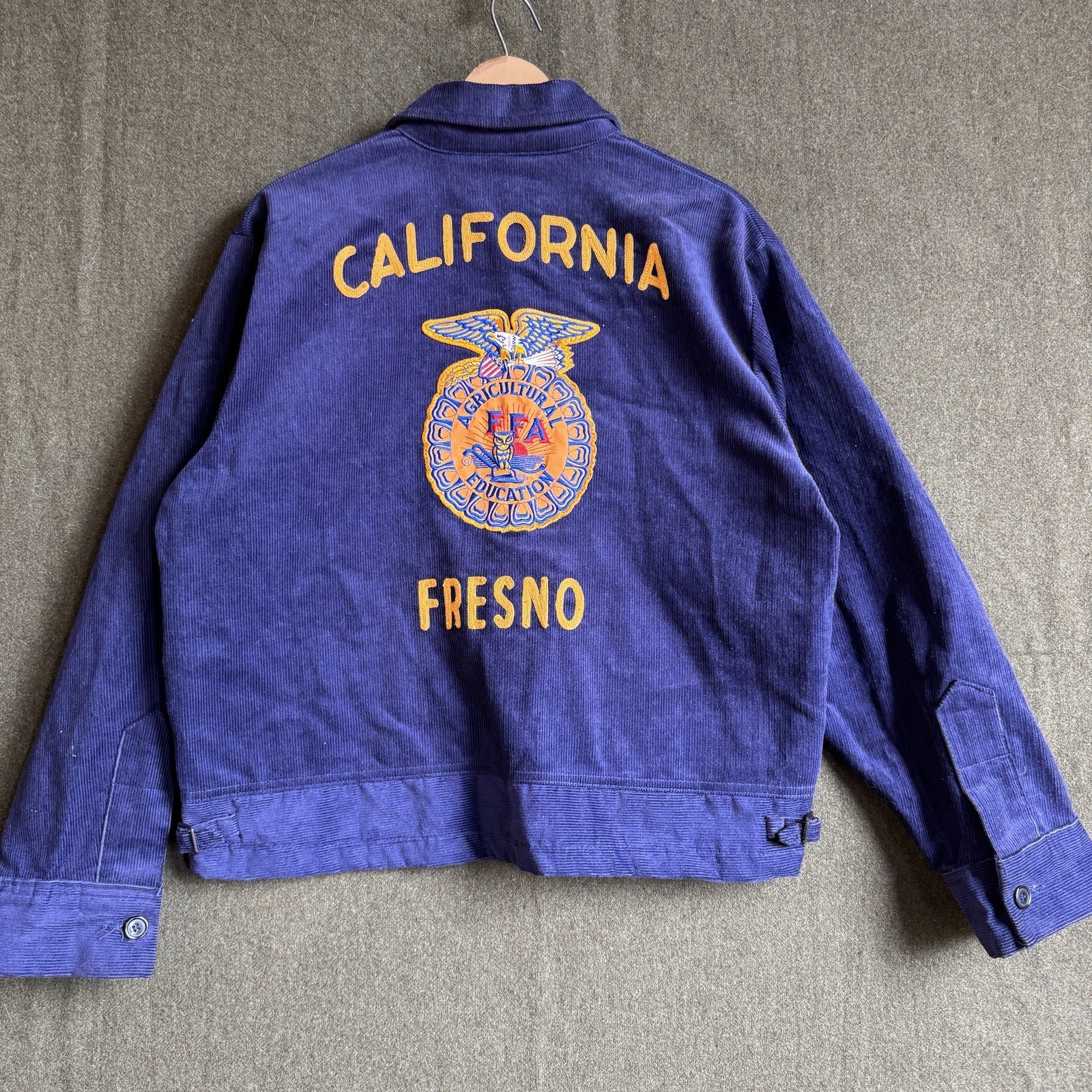 Vintage 80s FFA Future Farmers America Fresno California Corduroy Jacket Sz 44
