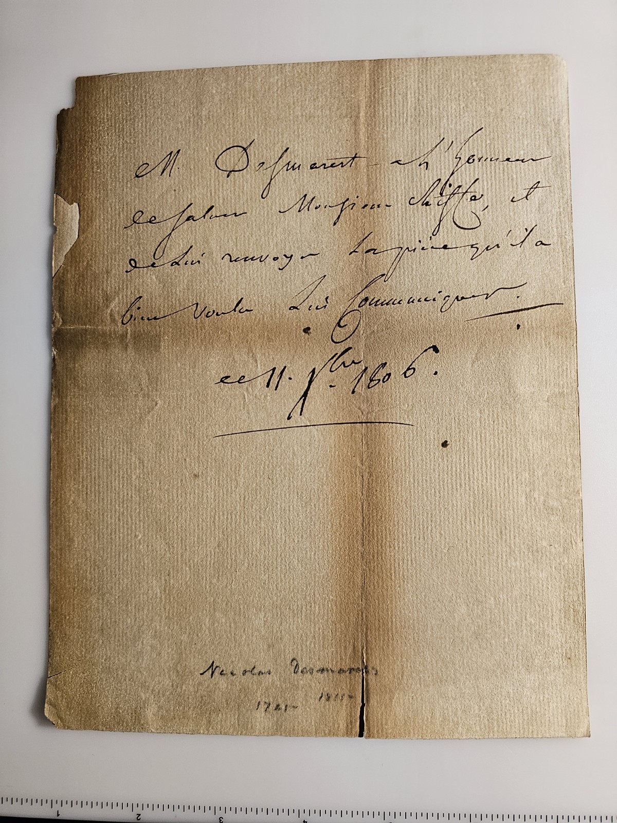 1806 Napoleonic Legal Address to Nicolas Desmarest – Neuchâtel, Justice of...