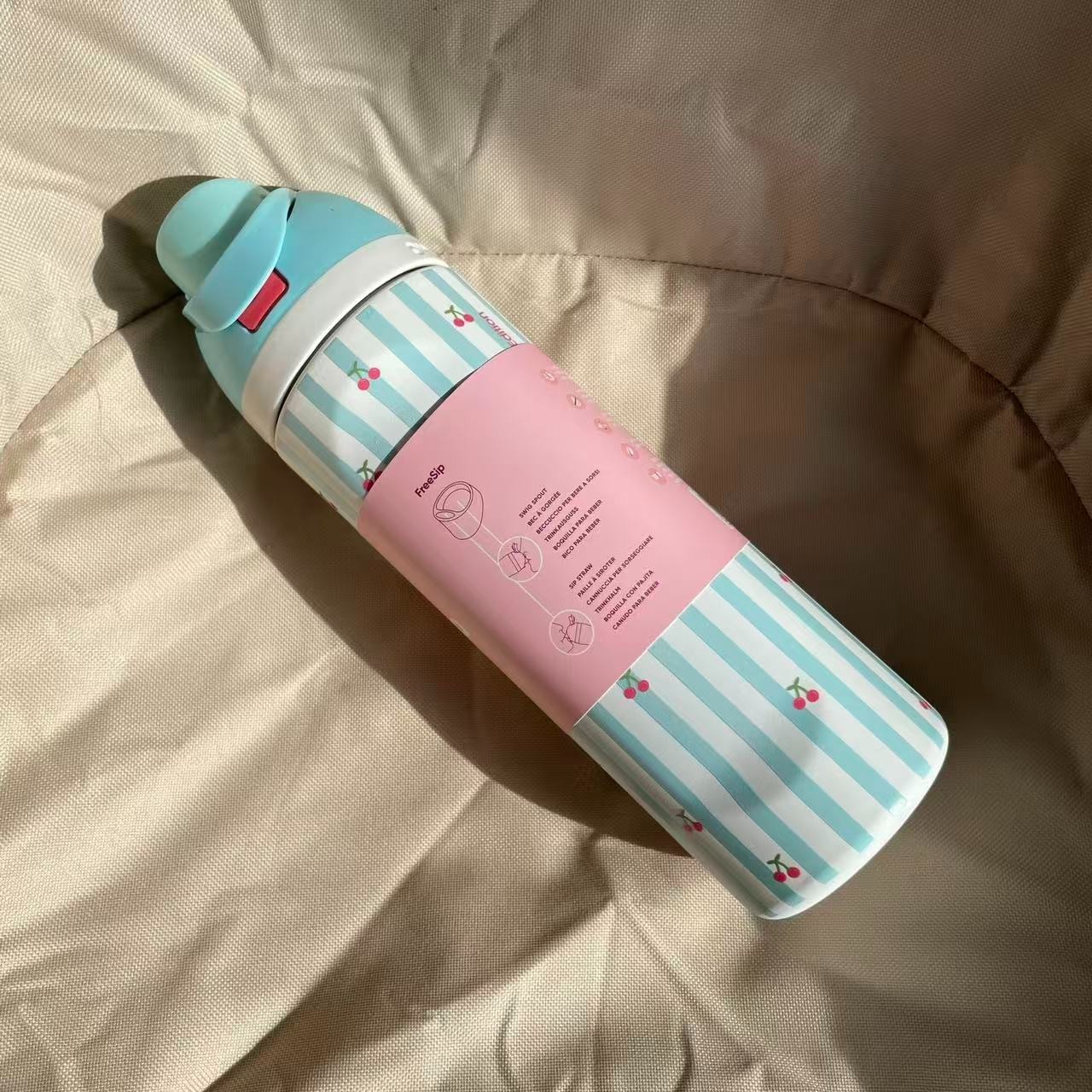 24 oz Owala Birthday  FIGHT Cherry’s  FreeSip Water Bottle Blue Top quality