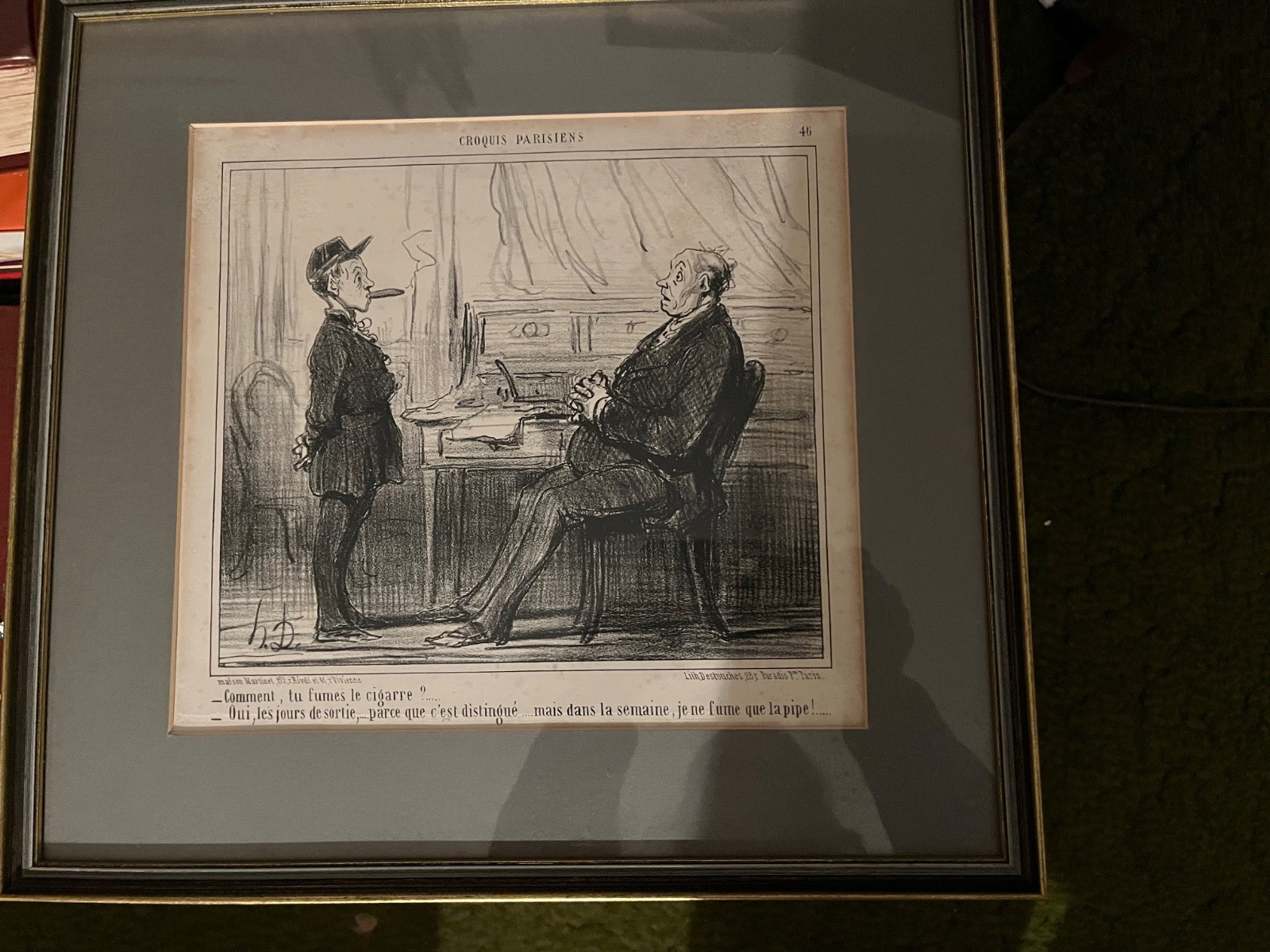 original 19th century lithograph framed