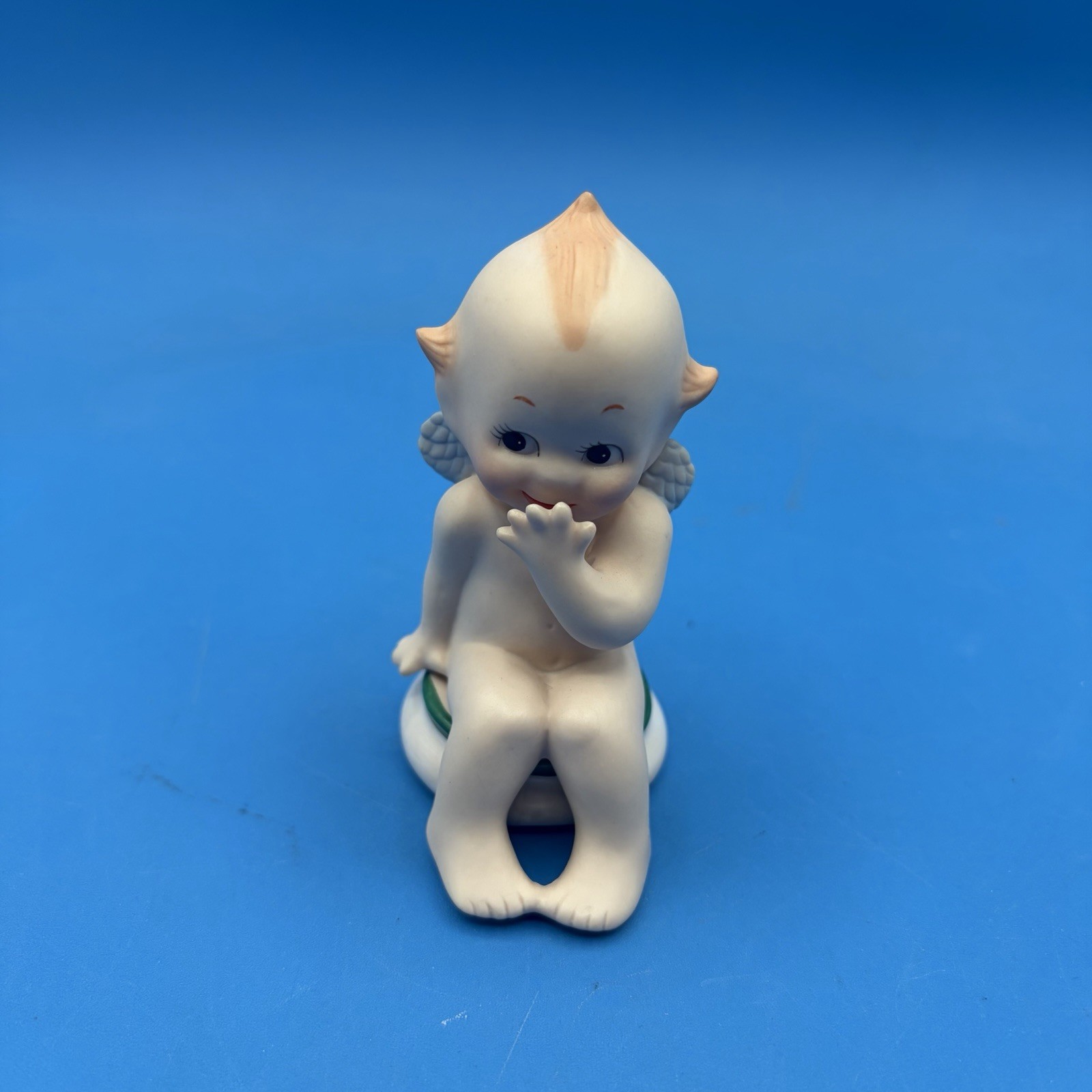 JESCO Figurine KEWPIE Sitting Blue Wings Porcelain Vintage 1990