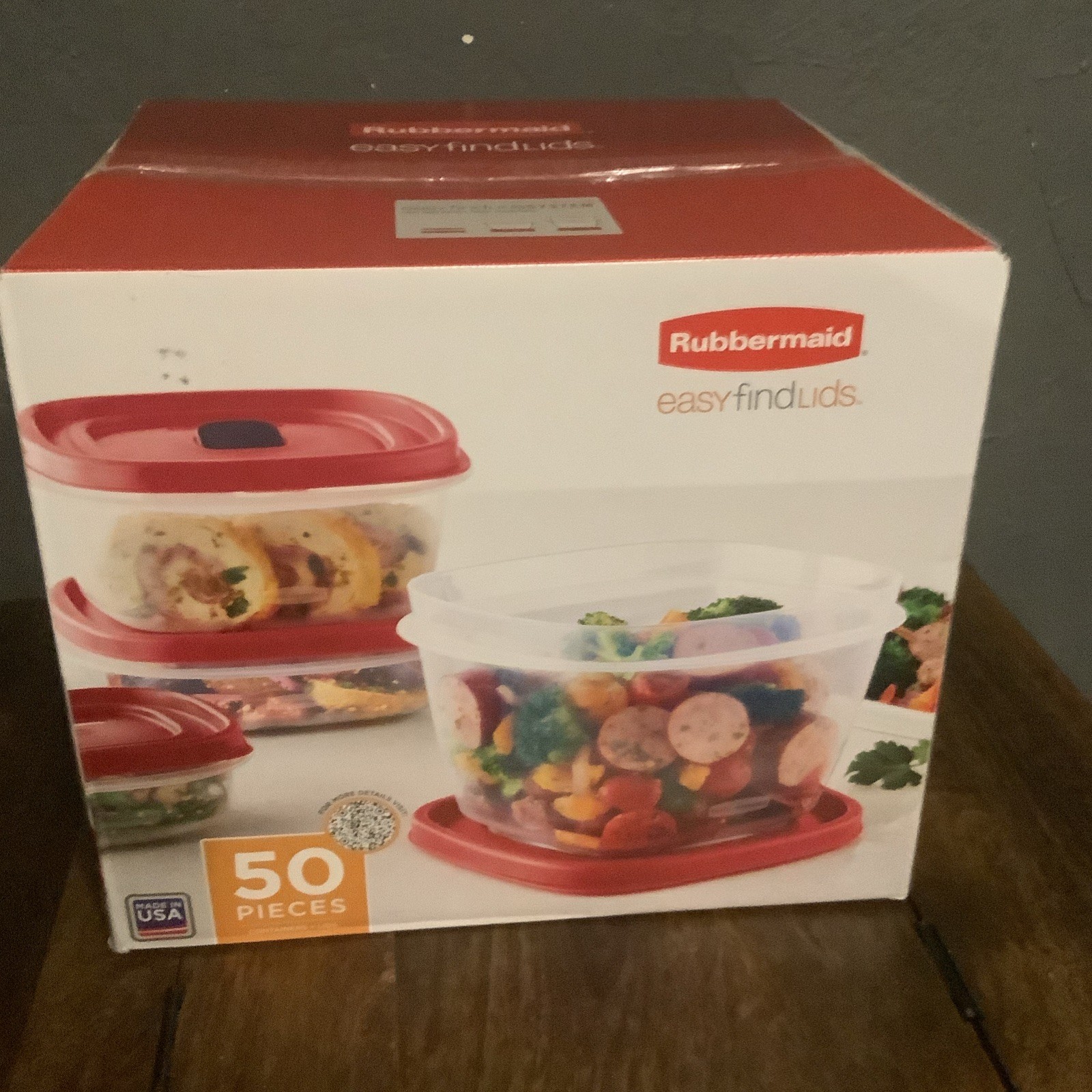 Rubbermaid, 50-Piece EasyFind Lids Vented Food Storage Set ( New Sealed) Rubbermaid, 50-Piece EasyFind Lids Vented Food Storage Set ( New Sealed)