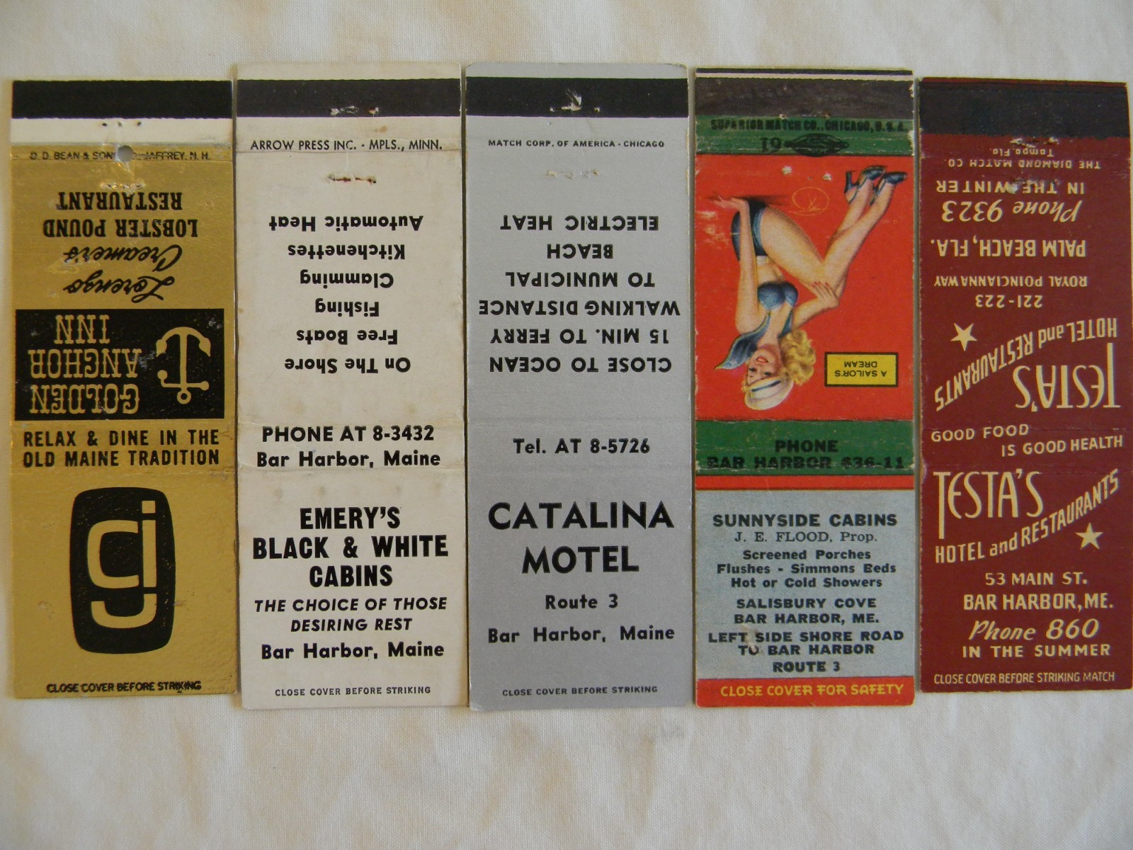 Bar Harbor Maine f&b hospitality Girly low #s matchbooks Bar Harbor Maine f&b hospitality Girly low #s matchbooks