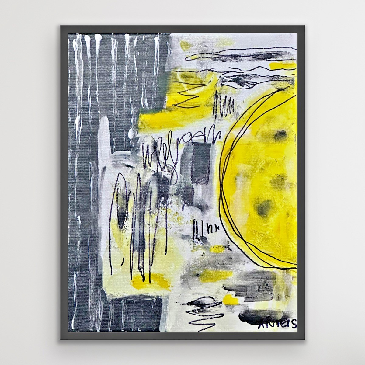 ARivers Abstract Modern Art Dark To Light Painting 14x11 Signed Canvas Original