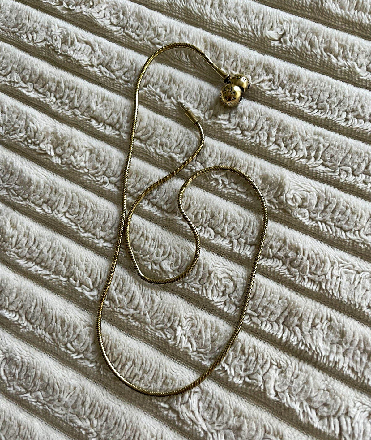 PANDORA 14K Gold Plated 925 Silver Snake Chain Necklace Ball Clasp 18 in Signed