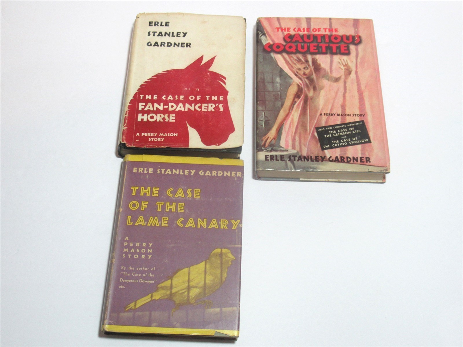 3 Vtg HC DJ Books Erle Stanley Gardner Perry Mason Fan-Dancers Horse Lame Canary
