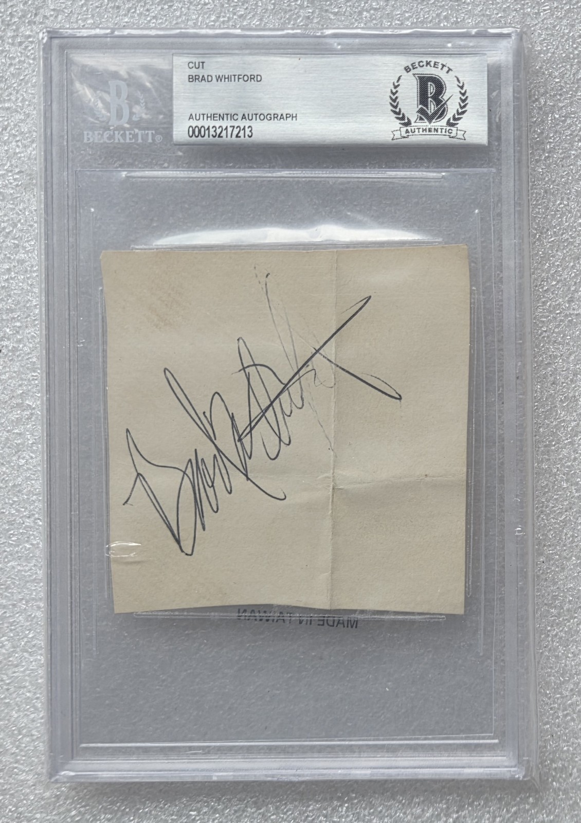 BRAD WHITFORD BAS BECKETT COA SIGNED SLABBED AUTOGRAPHED  AEROSMITH BAND RR HOF
