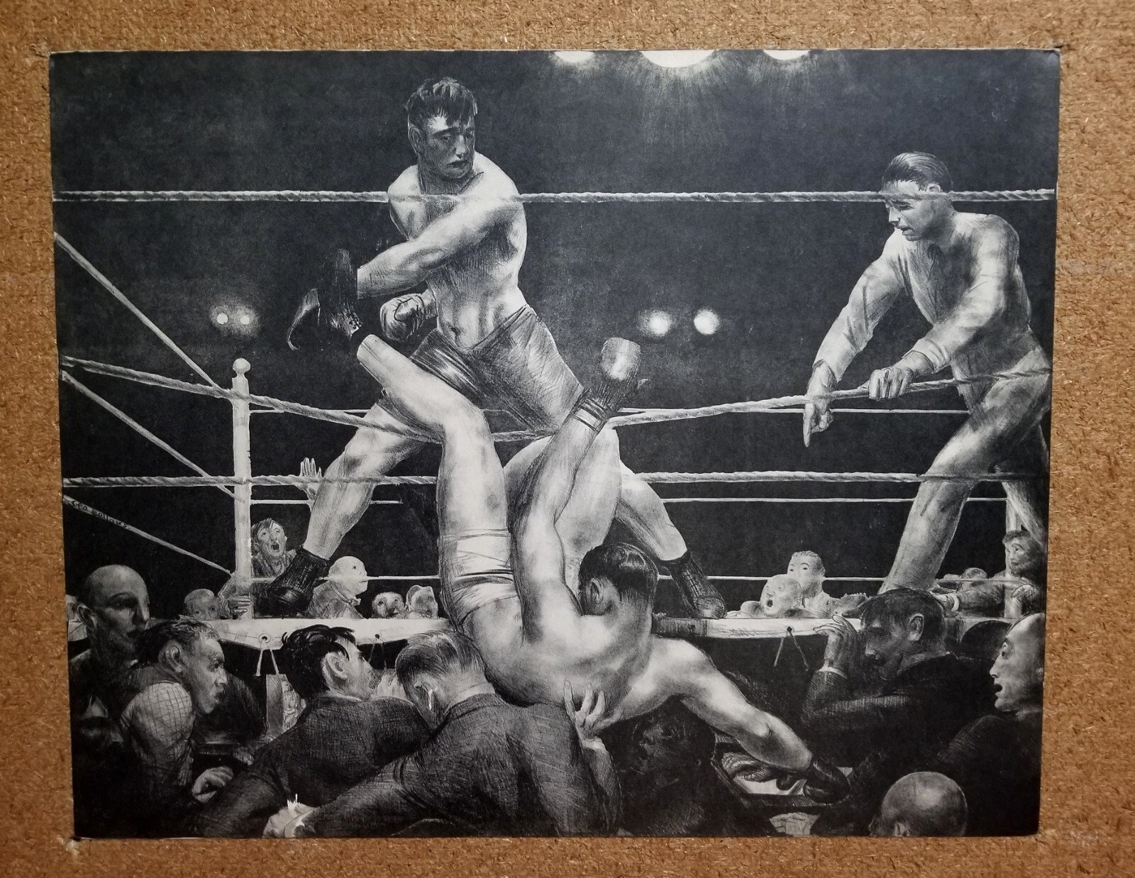 1923 George Bellows Lithograph Jack Dempsey Thru The Ropes Luis Firpo 1920s