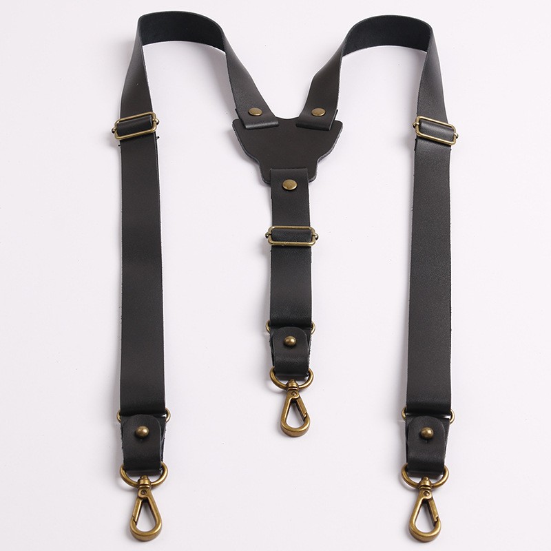 Mens Genuine Leather Braces Heavy Duty Suspenders Formal Wear Y-shape Adjustable Mens Genuine Leather Braces Heavy Duty Suspenders Formal Wear Y-shape Adjustable