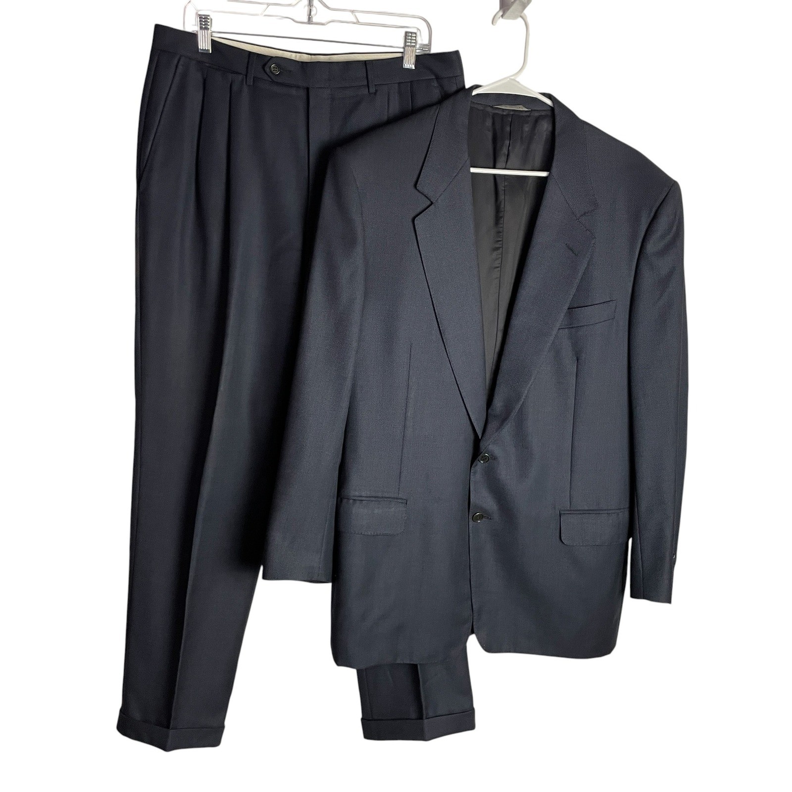 Vtg Canali Mens 100% Wool 2 Piece Suit IT 52/US 42 Blue Textured Italian Luxury