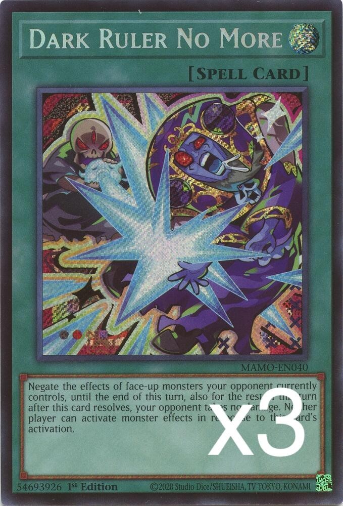 3X Yugioh Dark Ruler No More MAMO-EN040 Secret Rare 1st Edition NM