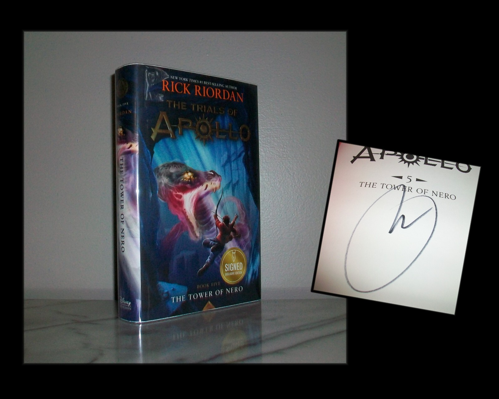 SIGNED The Tower Of Nero - The Trials Of Apollo #5 Rick Riordan HC/DJ w/ Poster