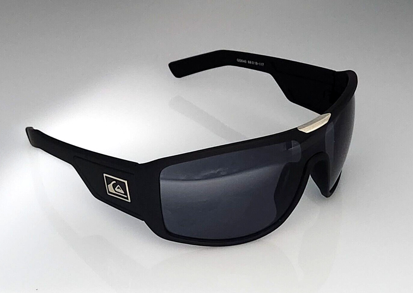 Quicksilver Sports Wrap Shield Sunglasses Black Frame Dark Smoke Single Lens NEW