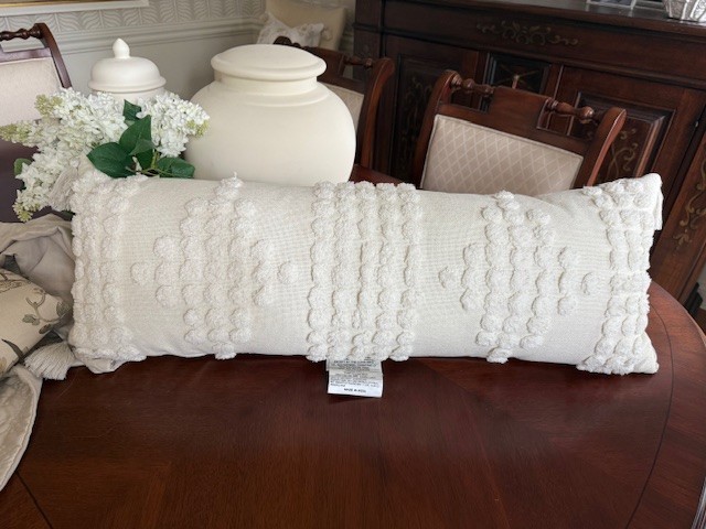 Opal House Boho Lumbar Complete Pillow Cover Neutral Off White 14x36 Nubby New