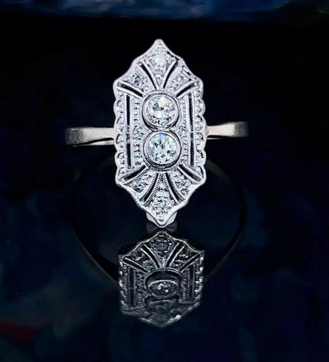 2.95Ct Art Deco Style Lab Created Diamond Engagement 14K White Gold Finish Ring