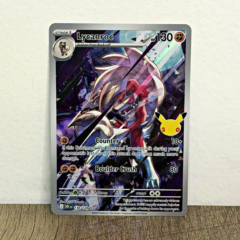 Lycanroc 138/128 IR Pokemon 30th Celebration 2026 Illustration Rare NM