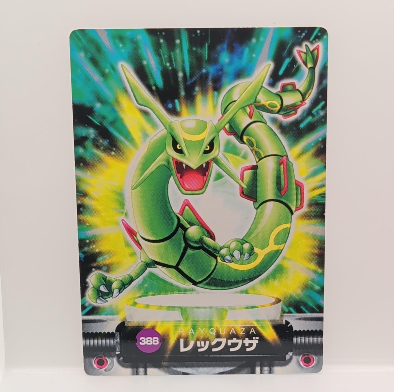 Vintage 2004/2005 Bandai Pokémon Carddass Zukan card Rayquaza (No. 388) NM/LP JP