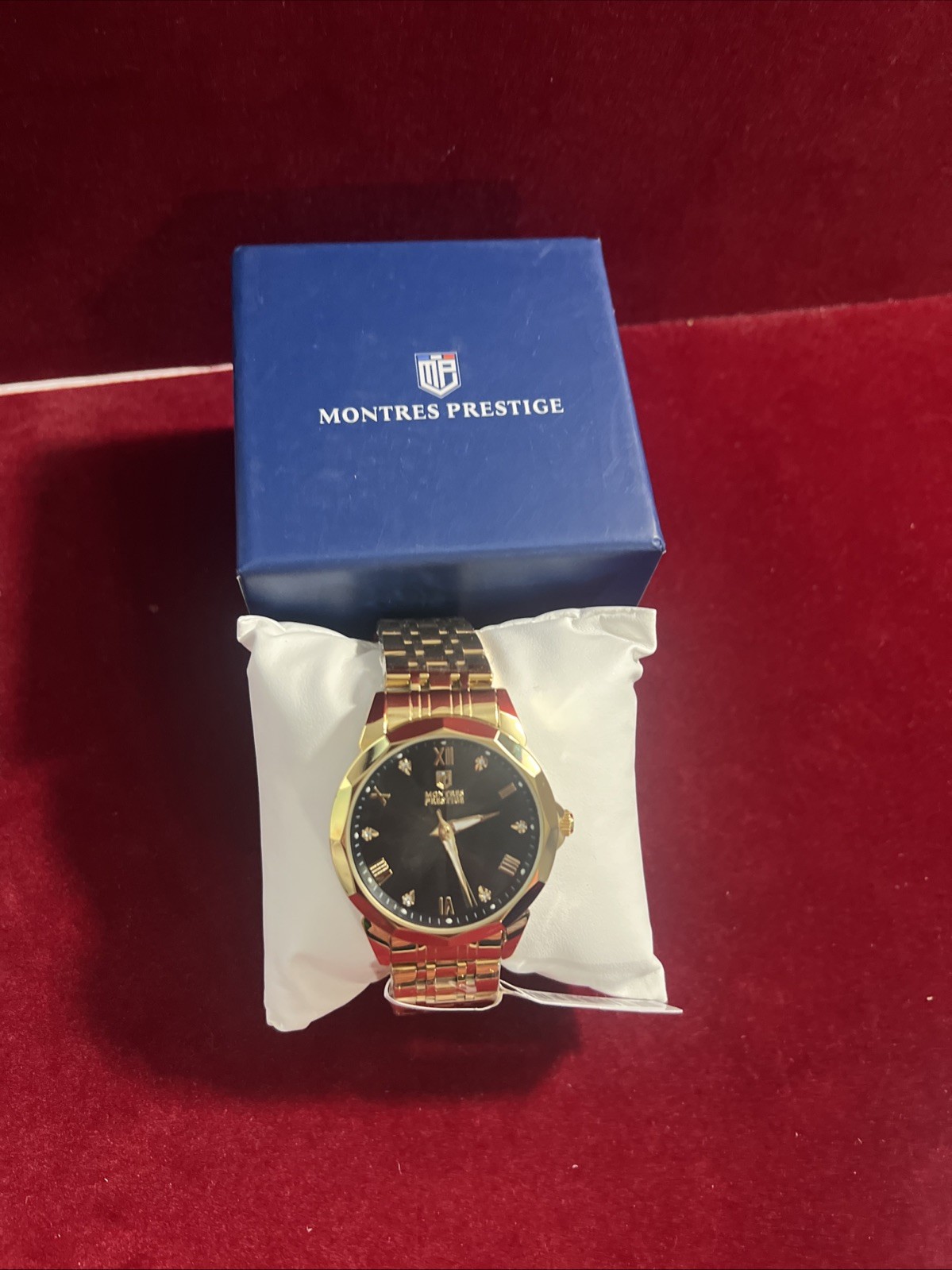 Montres Prestige MPW-0046 Men’s Gold Tone Black Dial Quartz Watch New 30M Montres Prestige MPW-0046 Men’s Gold Tone Black Dial Quartz Watch New 30M