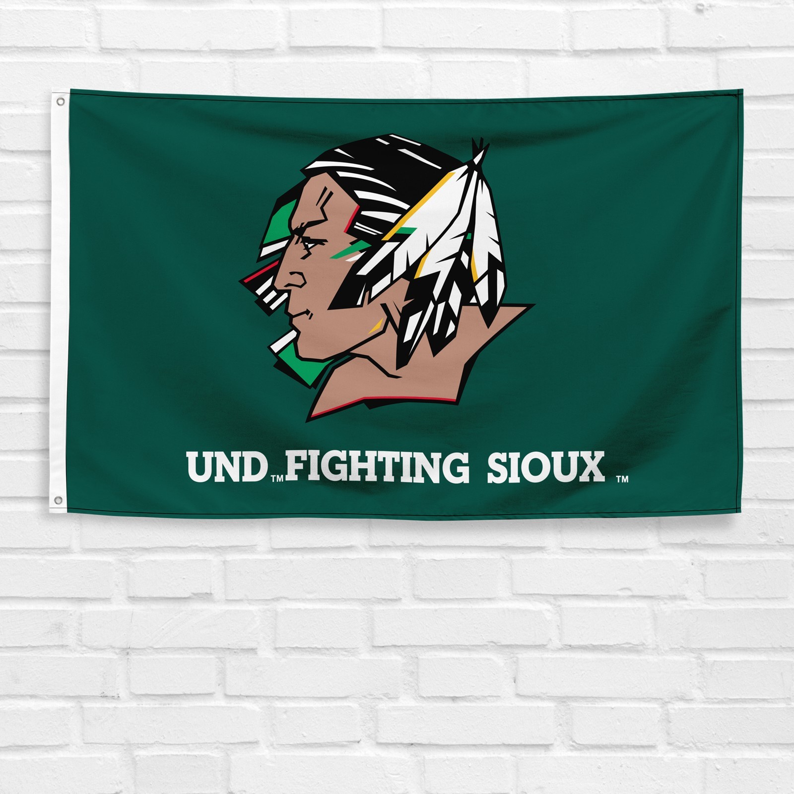 UND Fighting Sioux North Dakota 3x5 ft Flag Garage Wall Banner