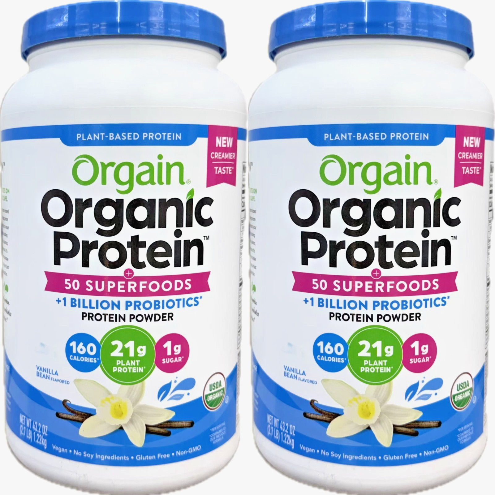 2 X Orgain Organic Plant Protein and Superfoods Powder 2.7 lb Each, Total 5.4 lb
