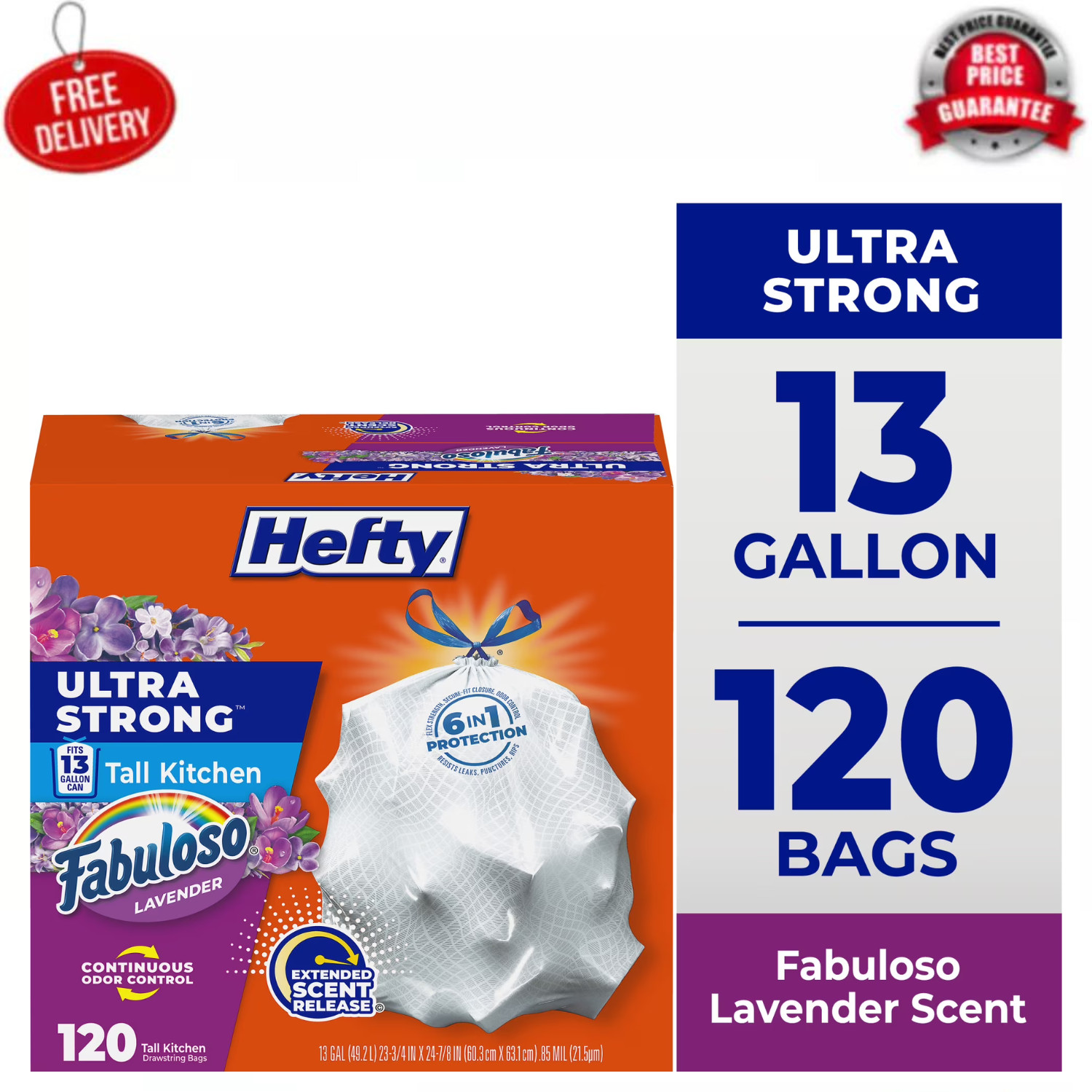 Hefty Ultra Strong 13 Gal Tall Kitchen Trash Bags Fabuloso Scent 120 Bags