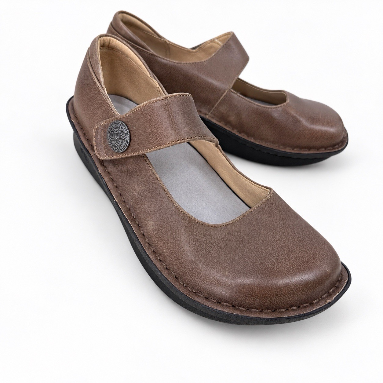Alegria Paloma Mary Jane Shoes EU 37 US 7/7.5 Taupe Stones Throw Leather Comfort