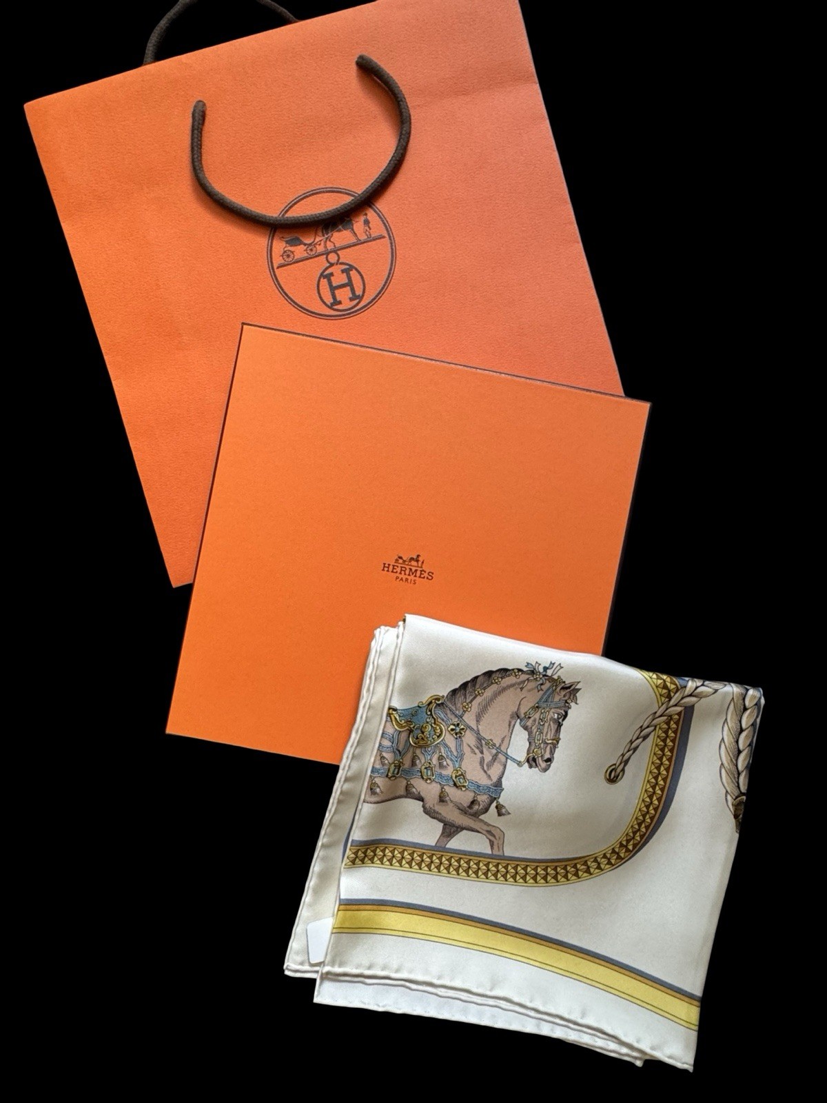 Hermès Hermes Silk Scarf New Carre Twill Grand Apparat 34\ Hermès Hermes Silk Scarf New Carre Twill Grand Apparat 34\
