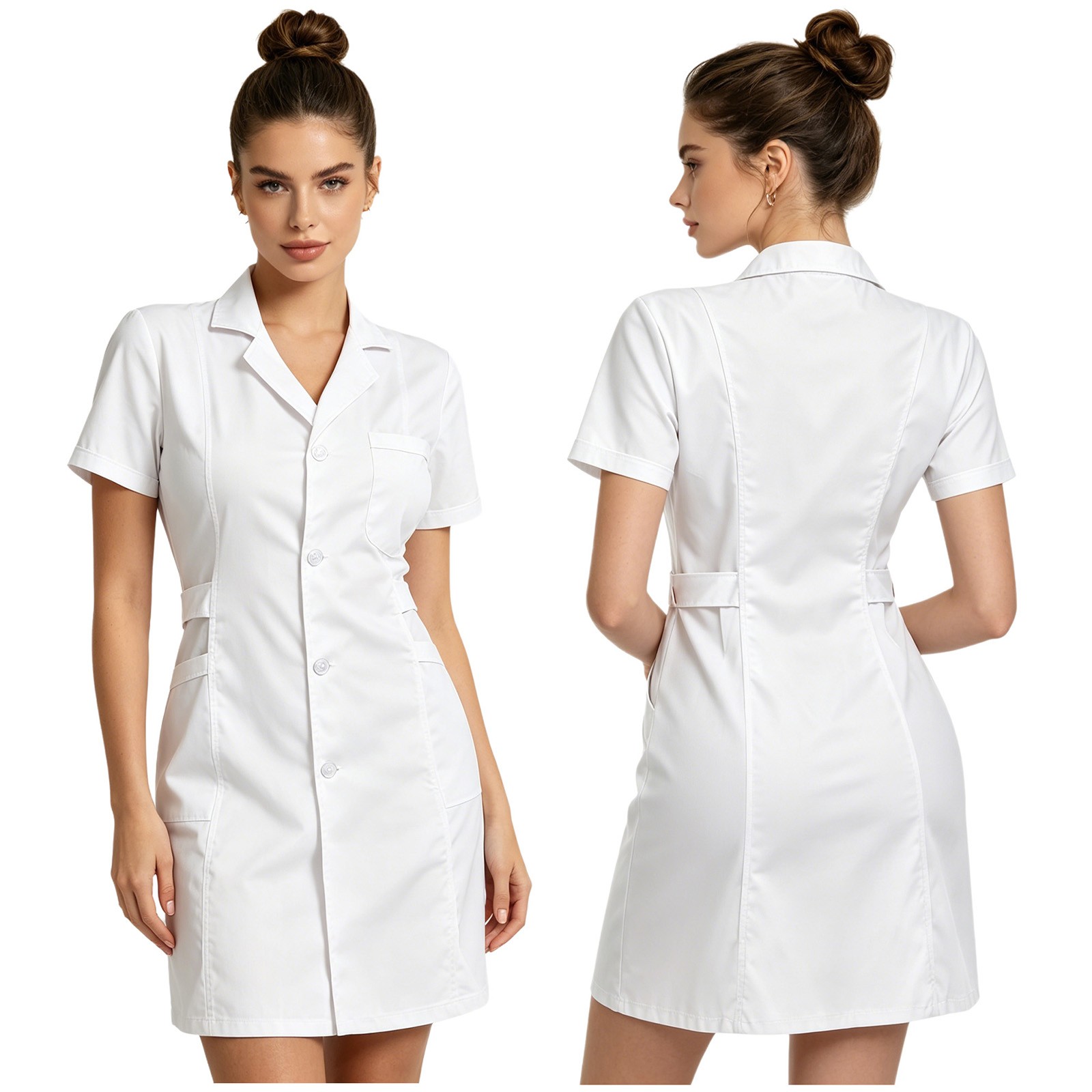 US Women\'s Hospital Nurse Scrub Dress Hospital Lab Coat Uniform Cosplay Costumes