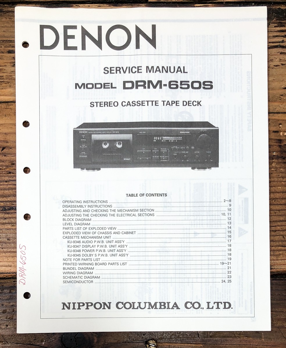 Denon DRM-650S Cassette Service Manual *Original*