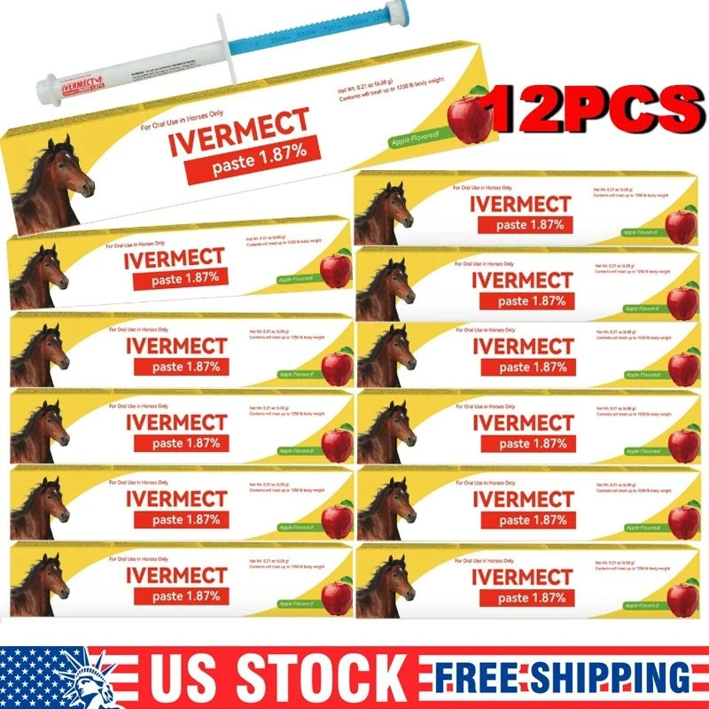 12 Pack New Paste Wormer Horse Dewormer Apple Flavor US  EXP1/2028