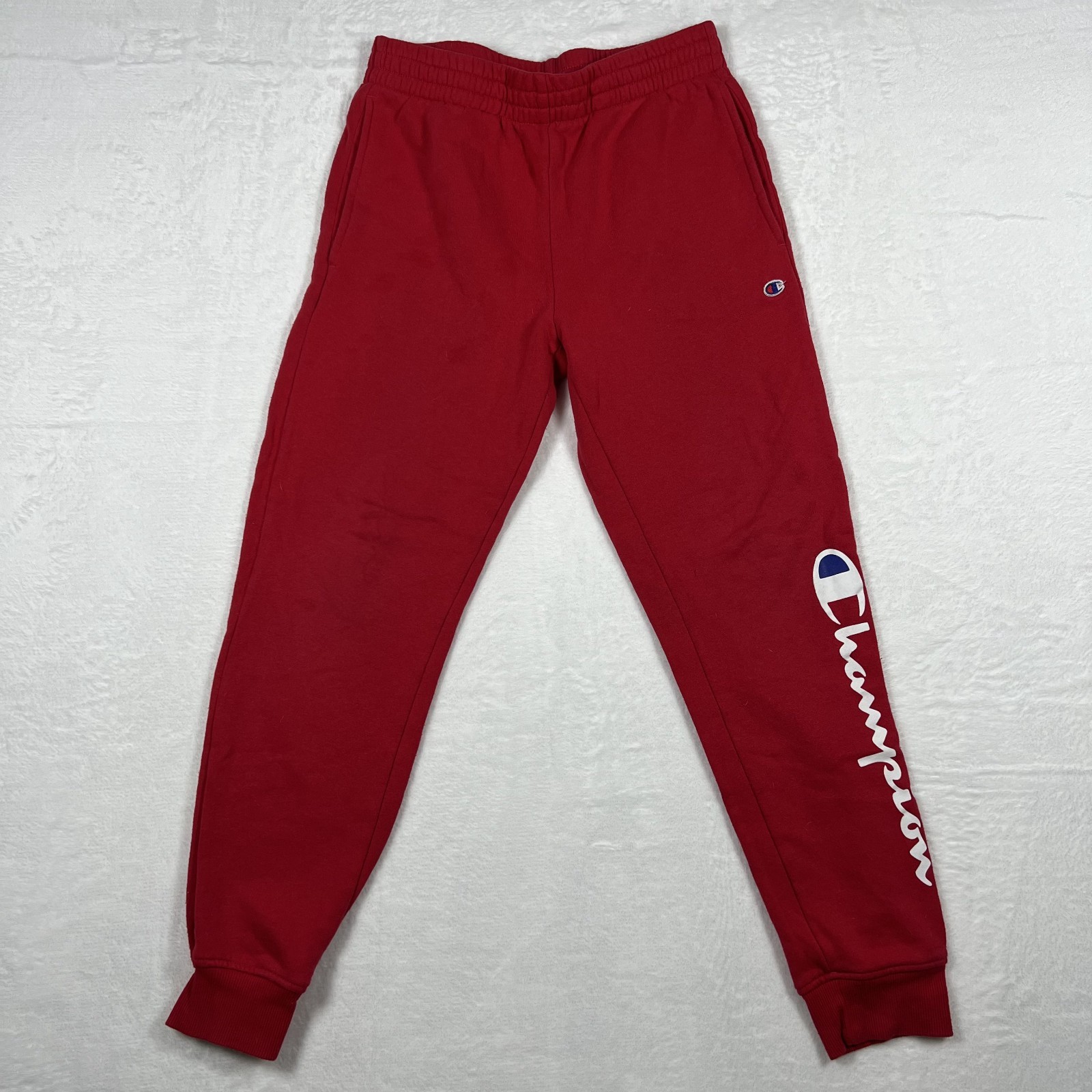 Champion Youth Joggers Sweatpants Red M 10/12 Script Logo Fleece Kids Athletic Champion Youth Joggers Sweatpants Red M 10/12 Script Logo Fleece Kids Athletic