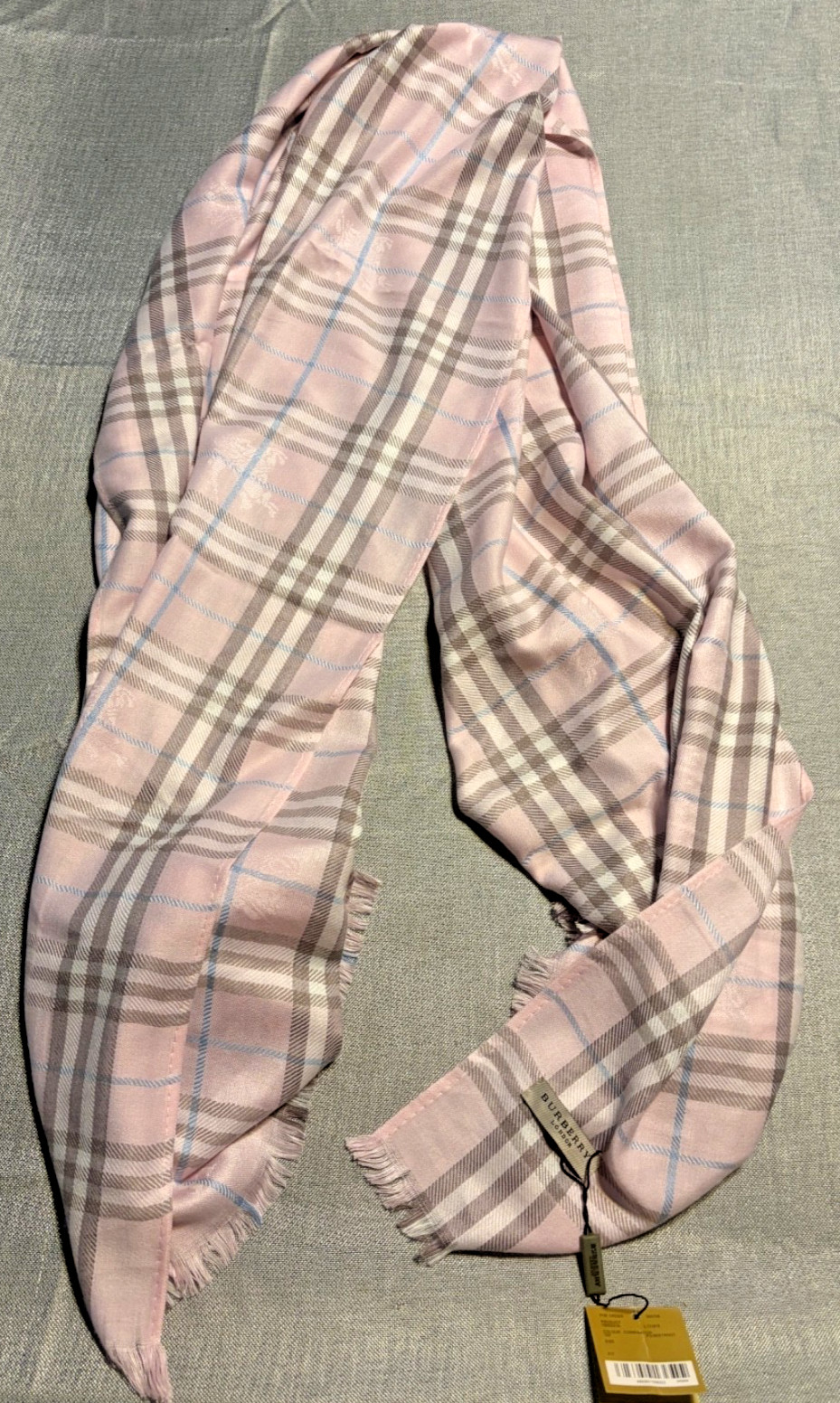 Burberry London Cashmere Check Scarf Classic House Plaid Fringed Edges Pink NWT Burberry London Cashmere Check Scarf Classic House Plaid Fringed Edges Pink NWT