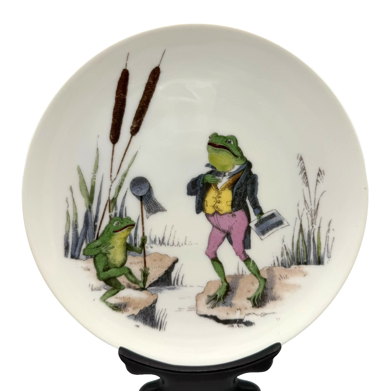 Antique 1873 - 1918 Pirkenhammer Porcelain Singing Frog Plate 7.25 Antique 1873 - 1918 Pirkenhammer Porcelain Singing Frog Plate 7.25