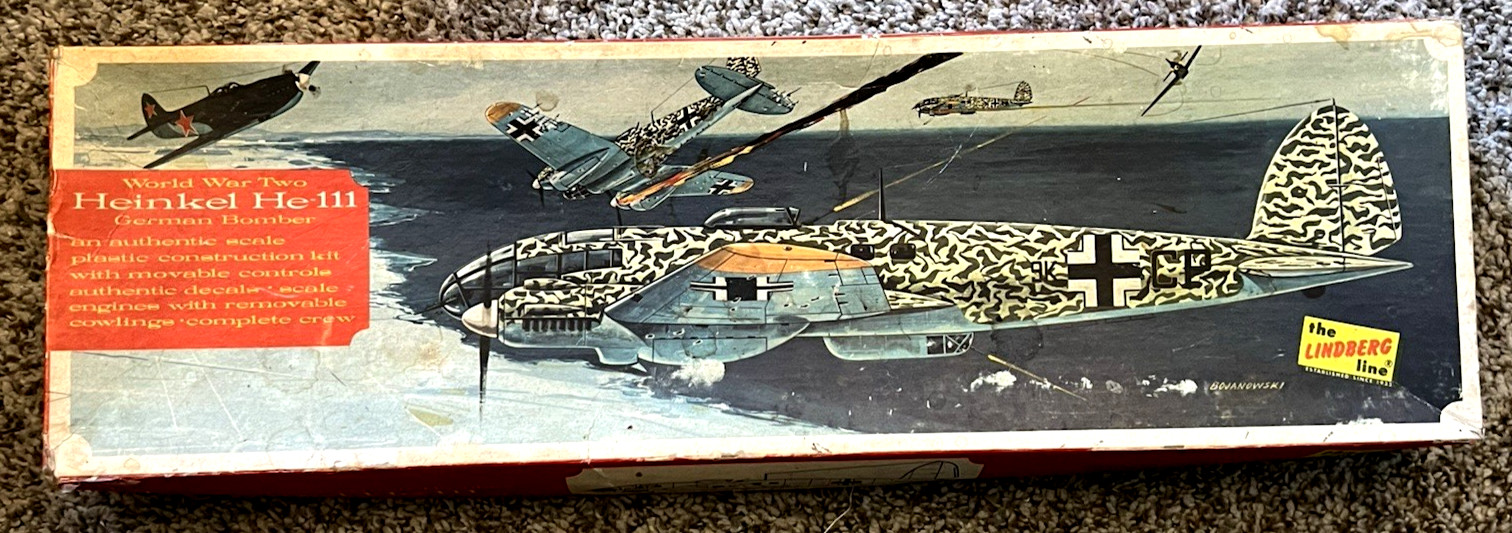 Lindberg 1/64 Scale Heinkel He-1111 German Medium Bomber Vintage 1964 model kit