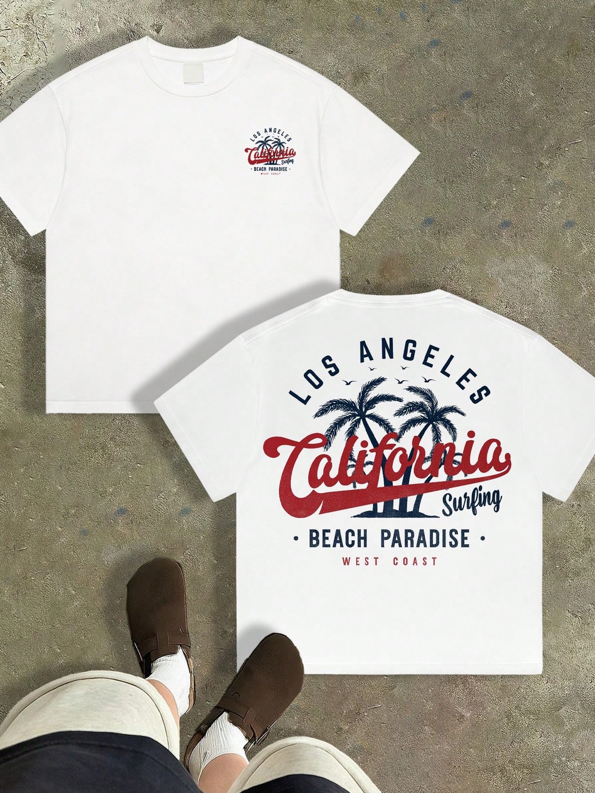 Los Angeles And California Surfing  Graphic Print T-Shirt