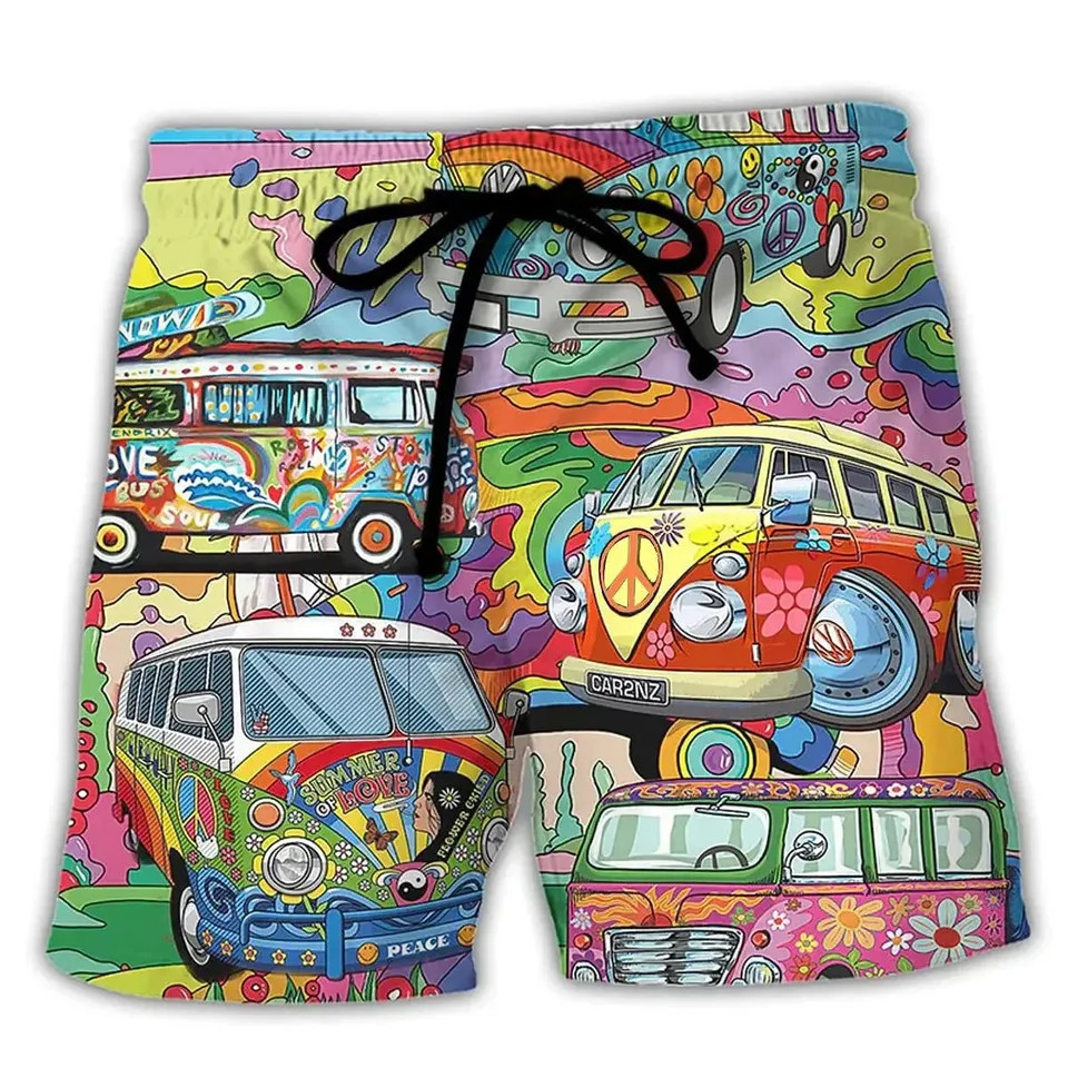 Skull Print Men Summer Beach Surfing Board Hawaiin Shorts