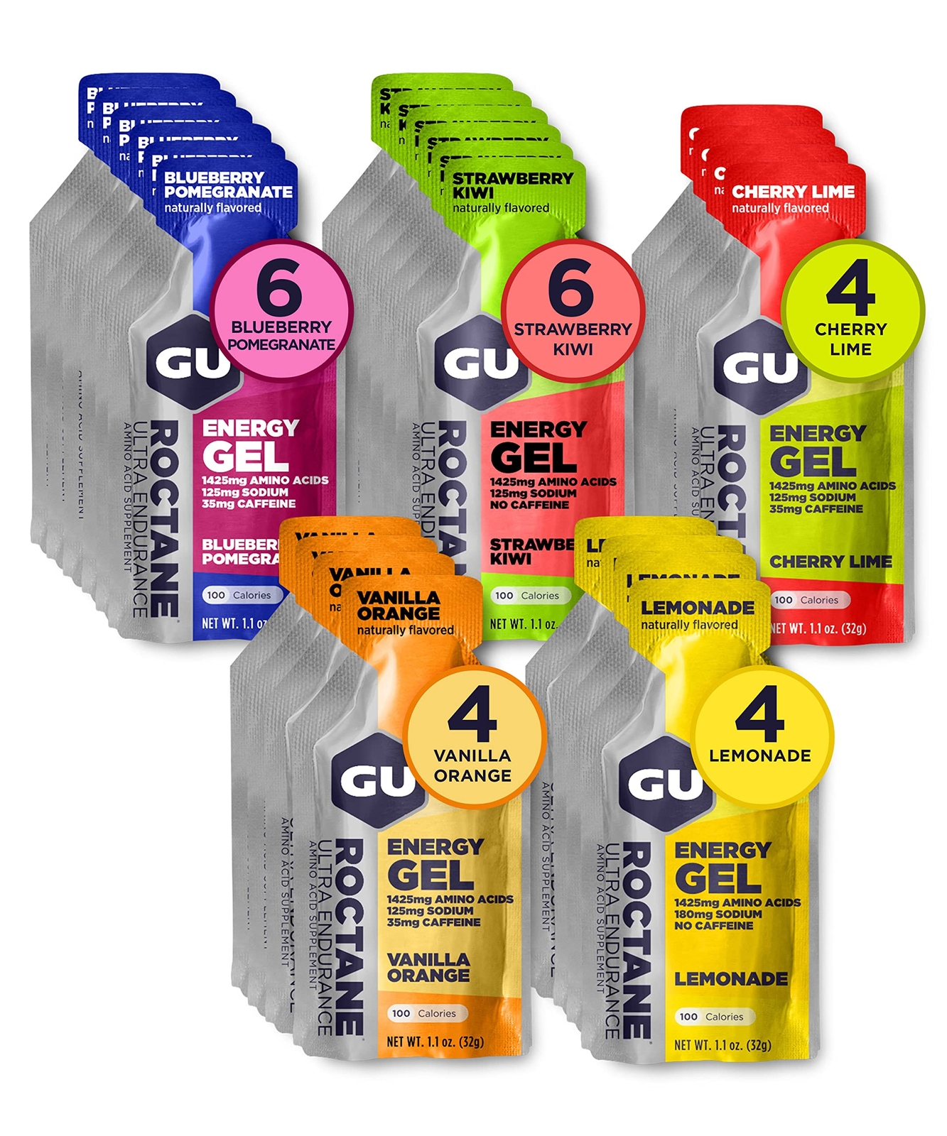 GU Roctane Ultra Endurance Energy Gel Variety Pack 24 Pack 100 Calories GU Roctane Ultra Endurance Energy Gel Variety Pack 24 Pack 100 Calories