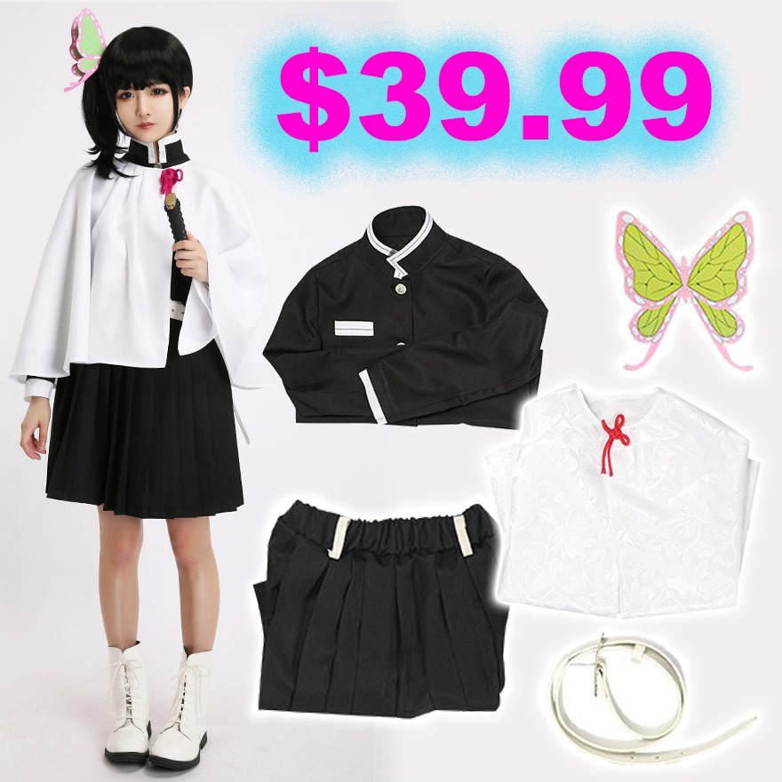 Childrens Kids Kanao Tsuyuri Demon Slayer Kimetsu no Yaiba Anime Cosplay Costume