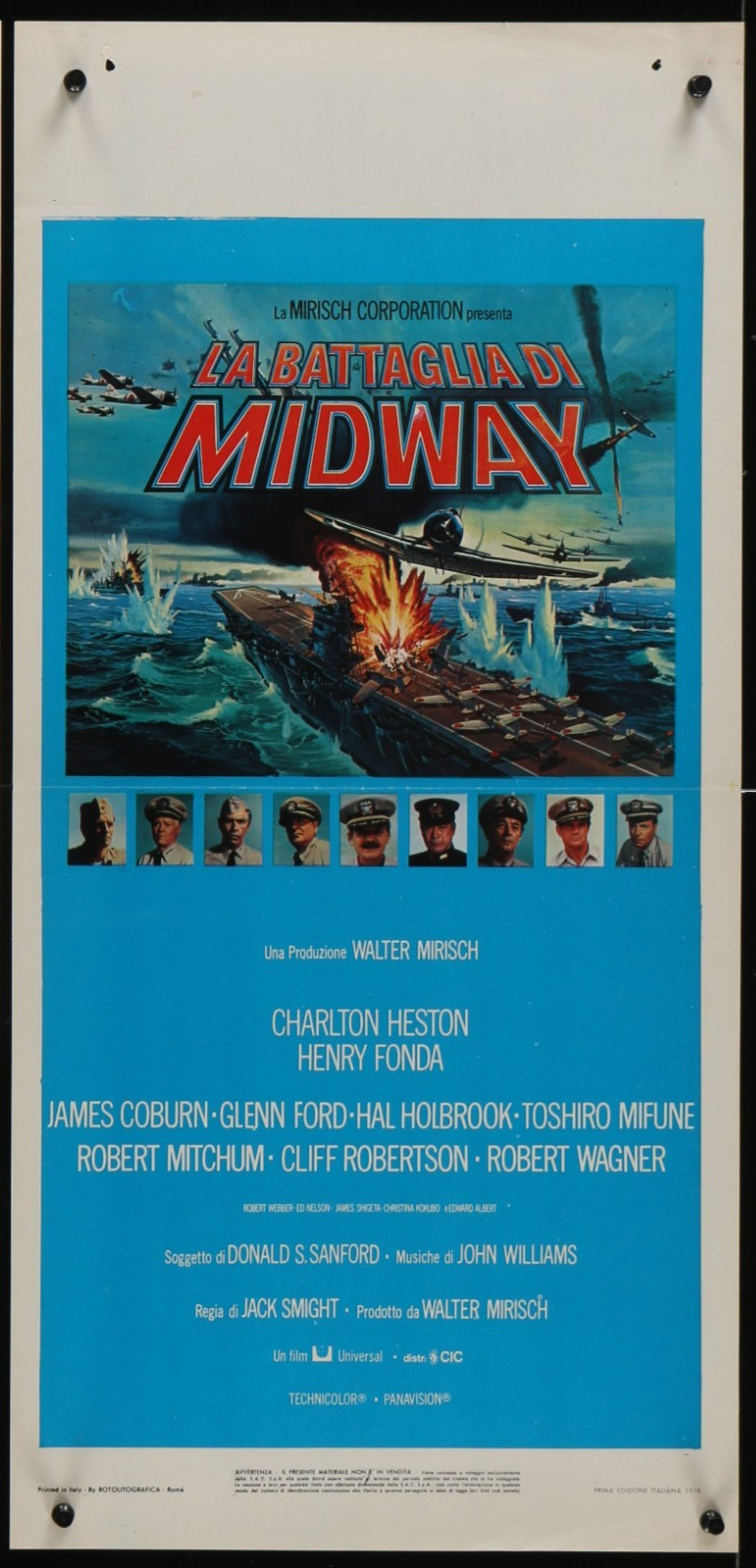 Original 1976 Midway Charlton Heston Henry Fonda movie poster locandina 13 x 28 Original 1976 Midway Charlton Heston Henry Fonda movie poster locandina 13 x 28