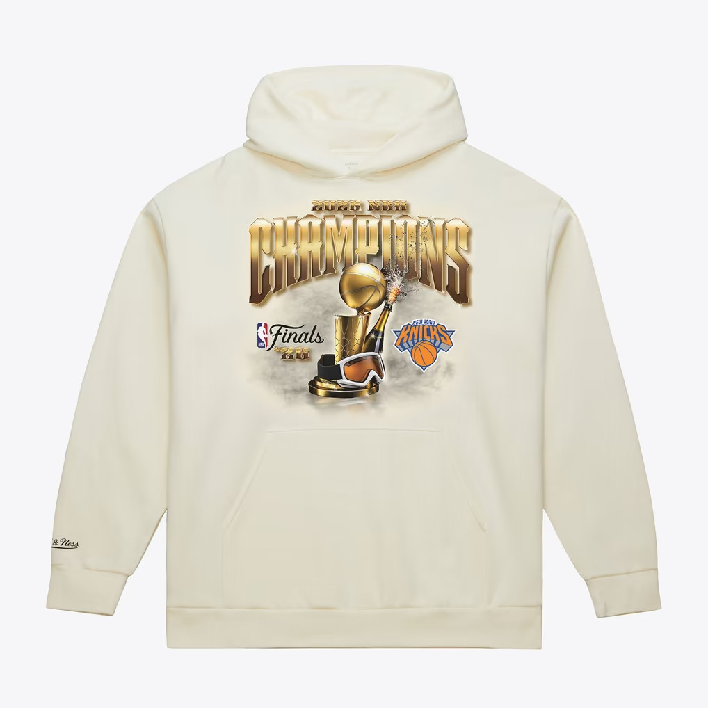 New York Knicks Mitchell & Ness 2026 NBA Finals Champions Hoodie Cream Size L